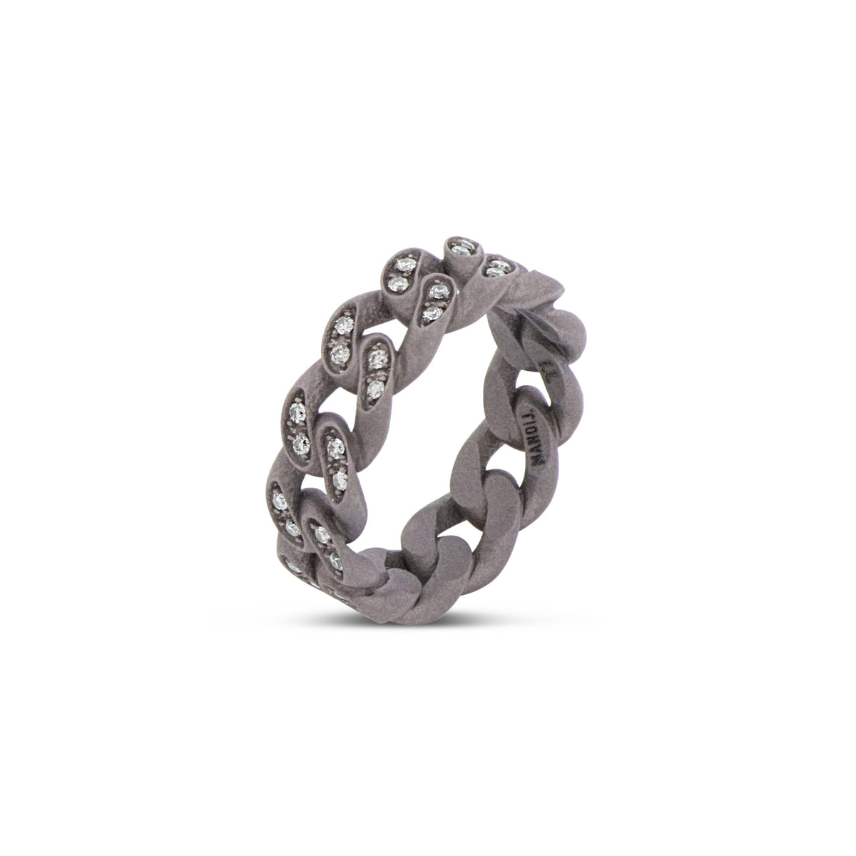 ANELLO UOMO IN TITANIO TUTTO INCASSATO CON DIAMANTI BROWN