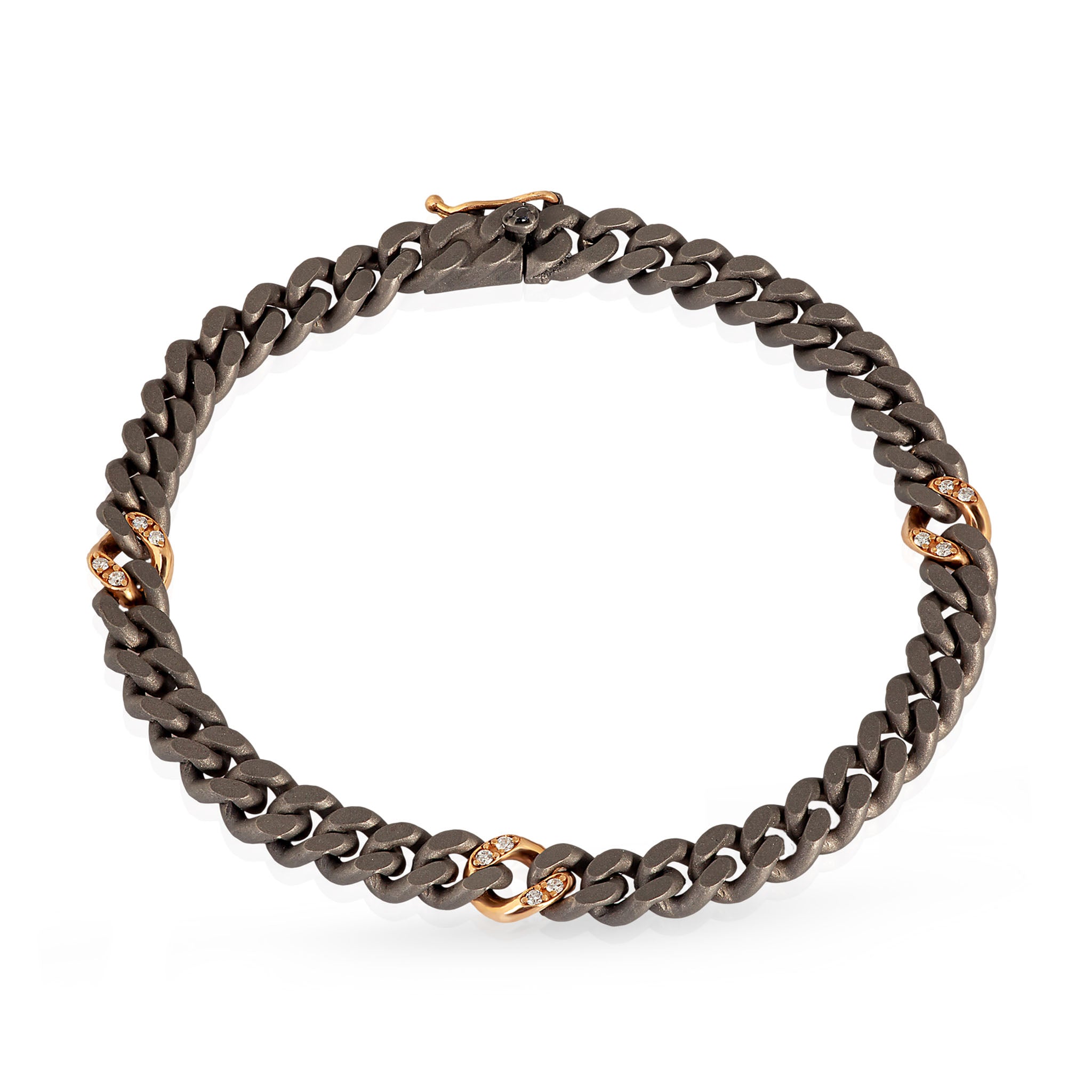 Bracelet UOMO IN Titanium, Diamonds WHITE and Rose gold 18KT.
