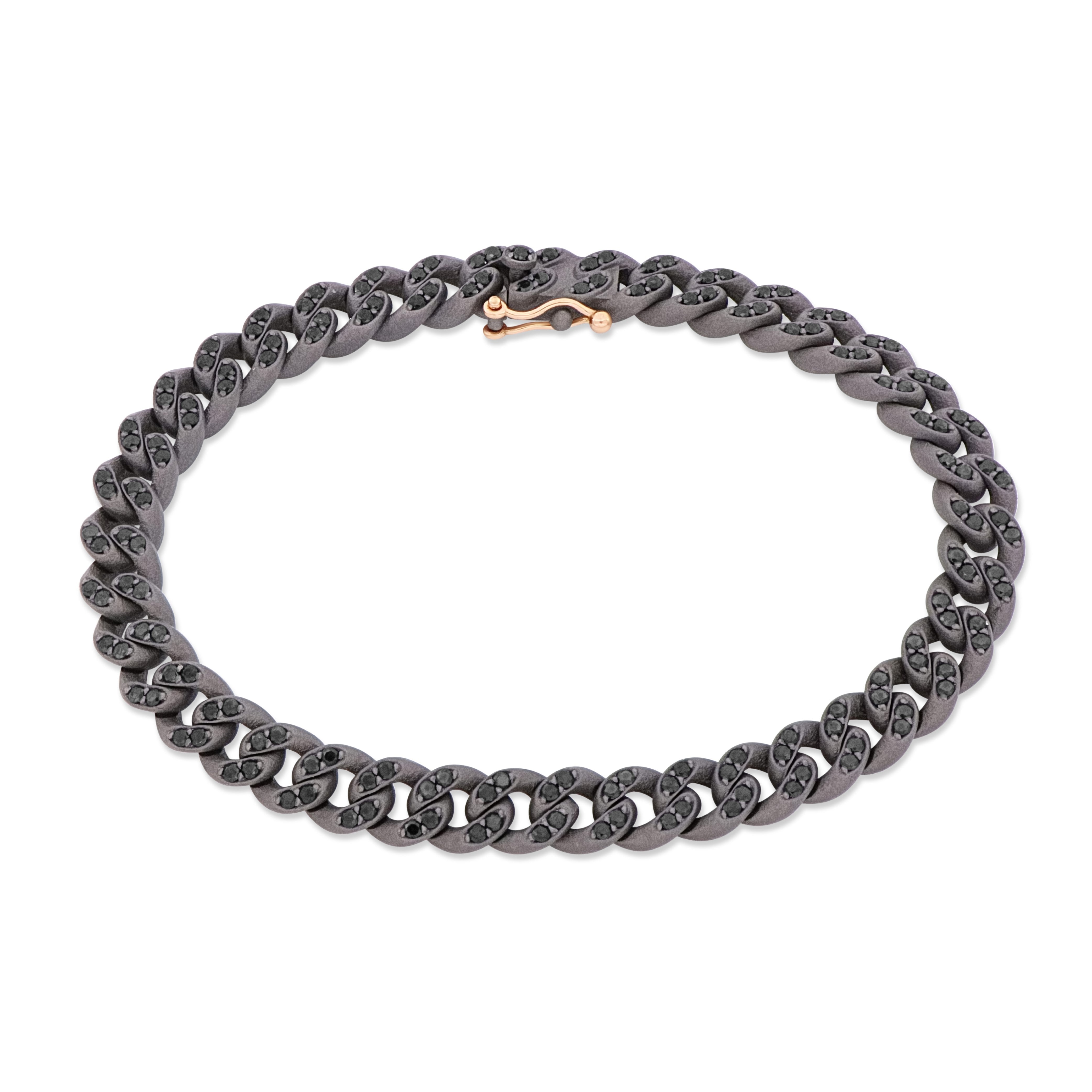 Bracelet UOMO IN Titanium, Diamonds BLACK and Rose gold 18KT.