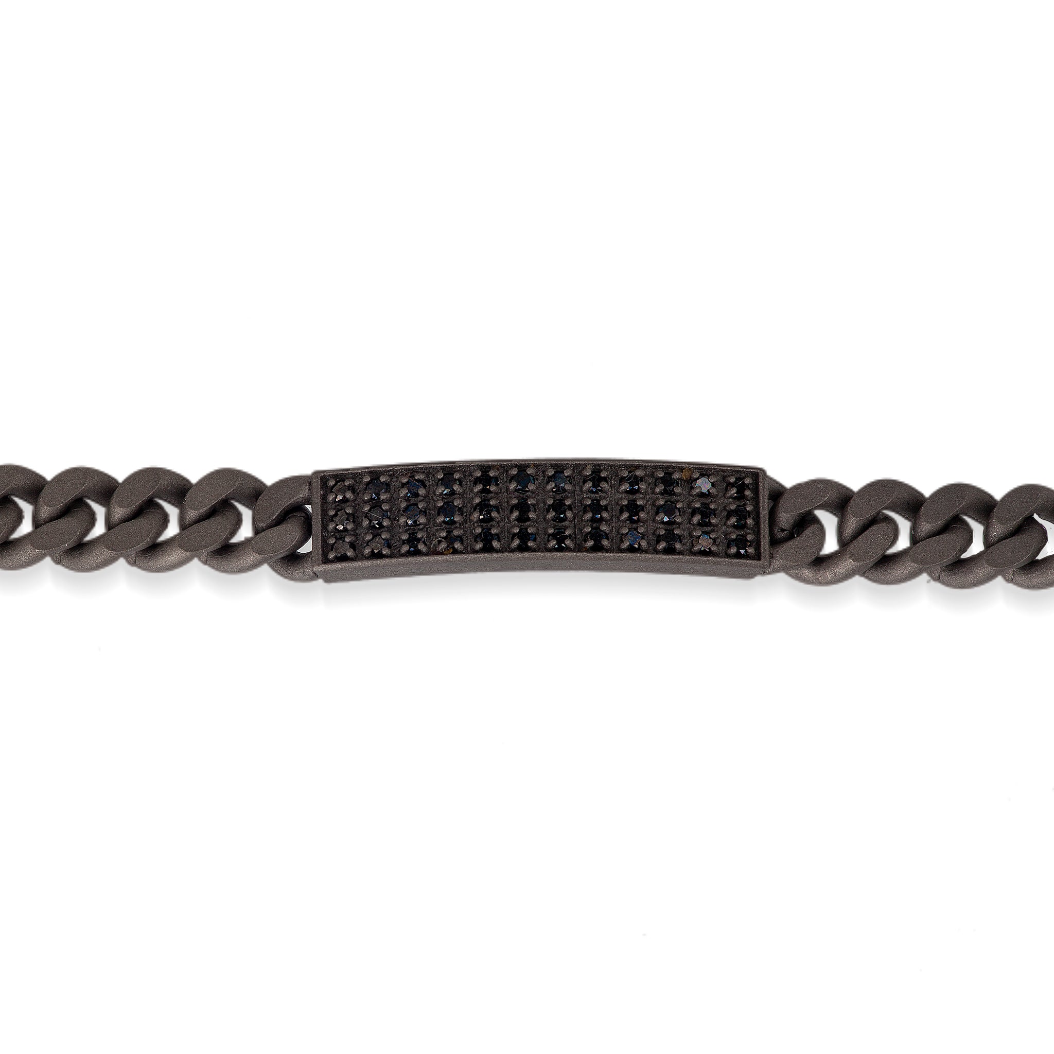 BRACELET HOMME EN TITANE, PLAQUE AVEC DIAMANTS NOIRS ET OR ROUGE 18KT.