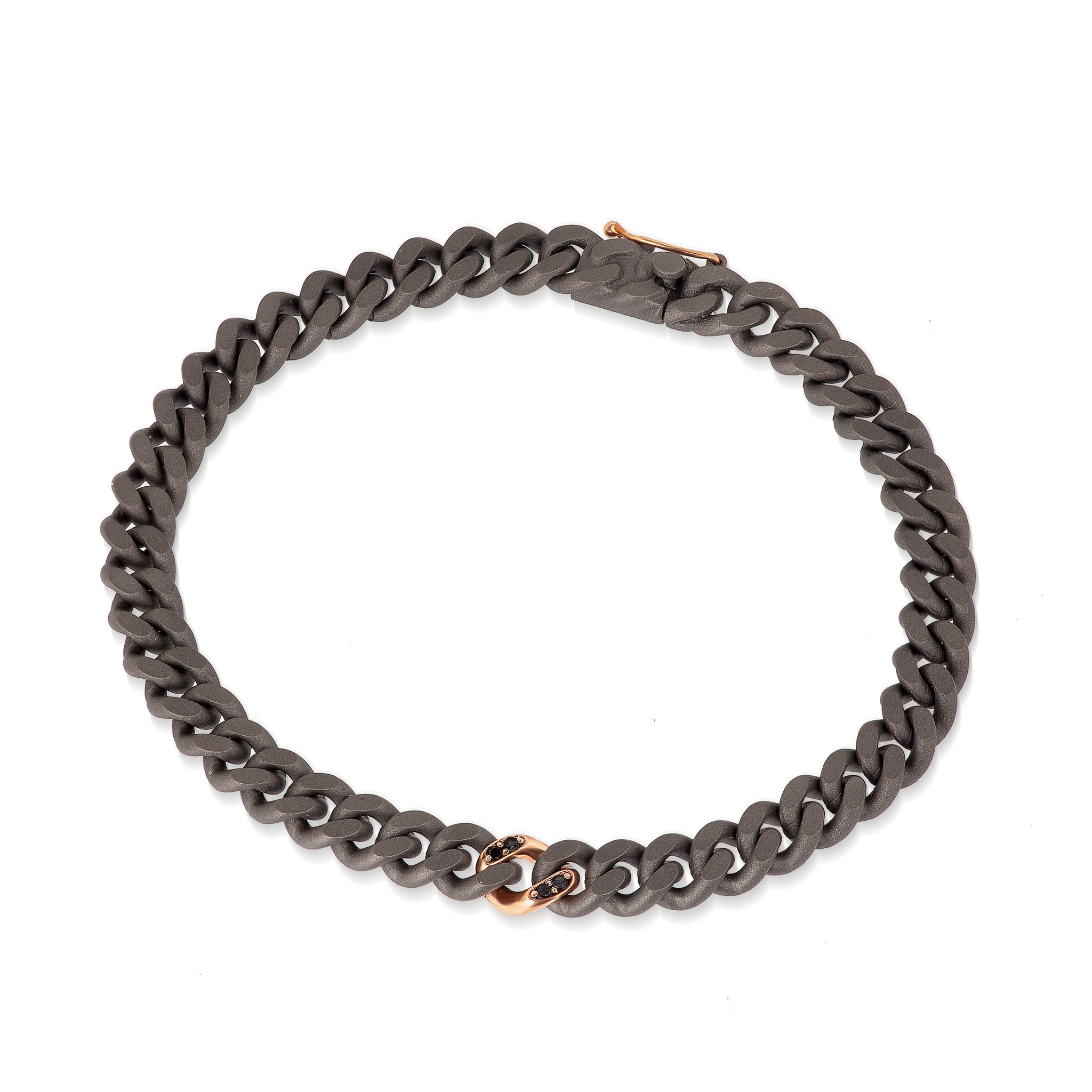 Bracelet UOMO IN Titanium, Diamonds BLACK and Rose gold 18KT.