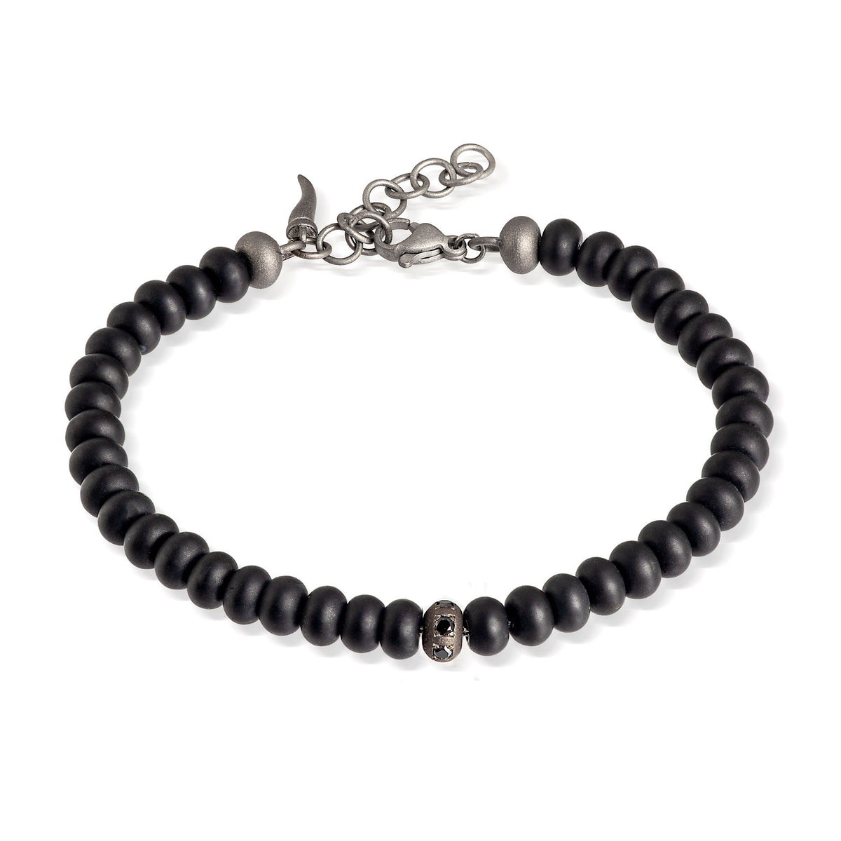 BRACCIALE UOMO IN TITANIO, ONICE OPACA E DIAMANTI BLACK DA 3 PUNTI