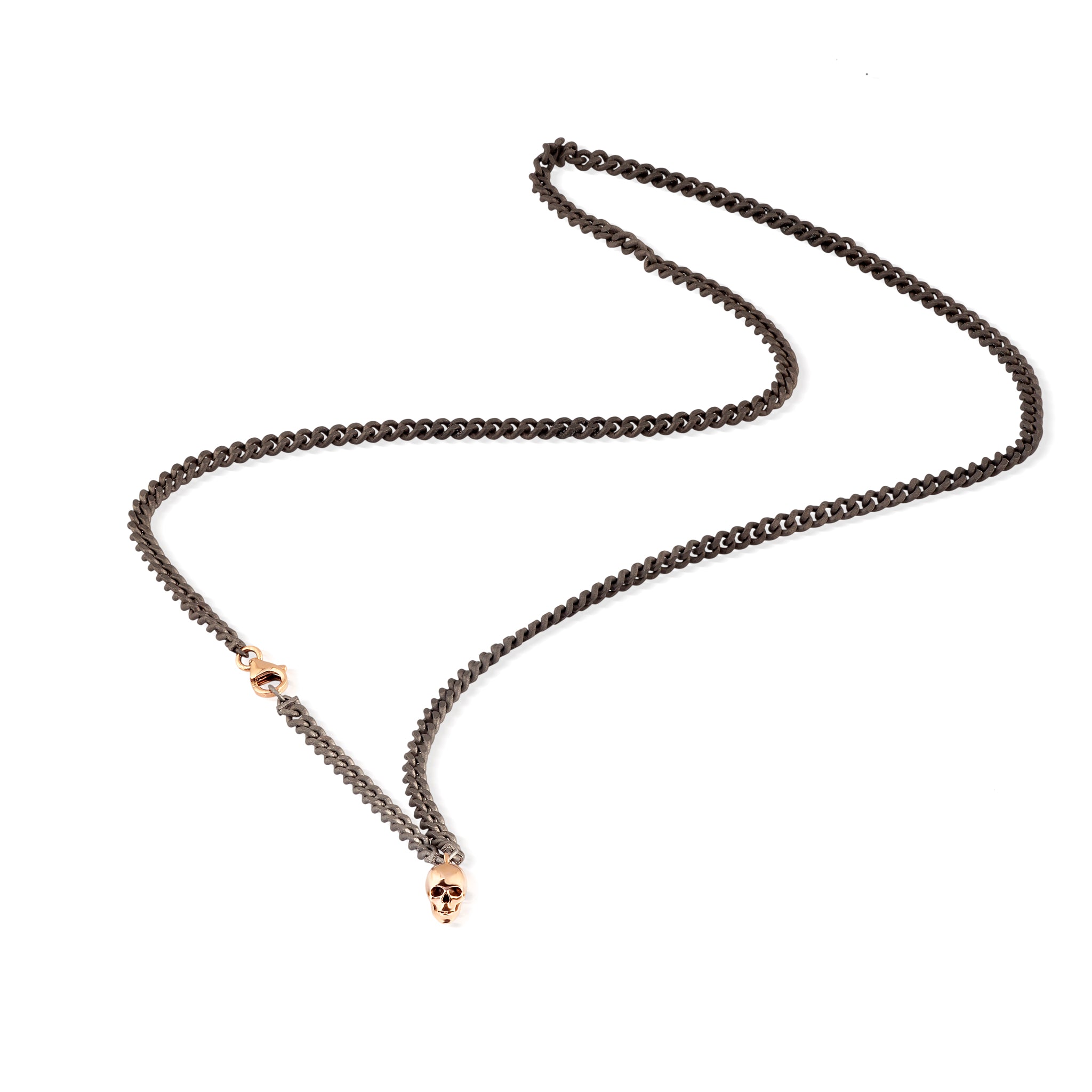 Necklace GROUMETTE IN Titanium, TESCHIETTO PENDENTE IN Rose gold 9KT
