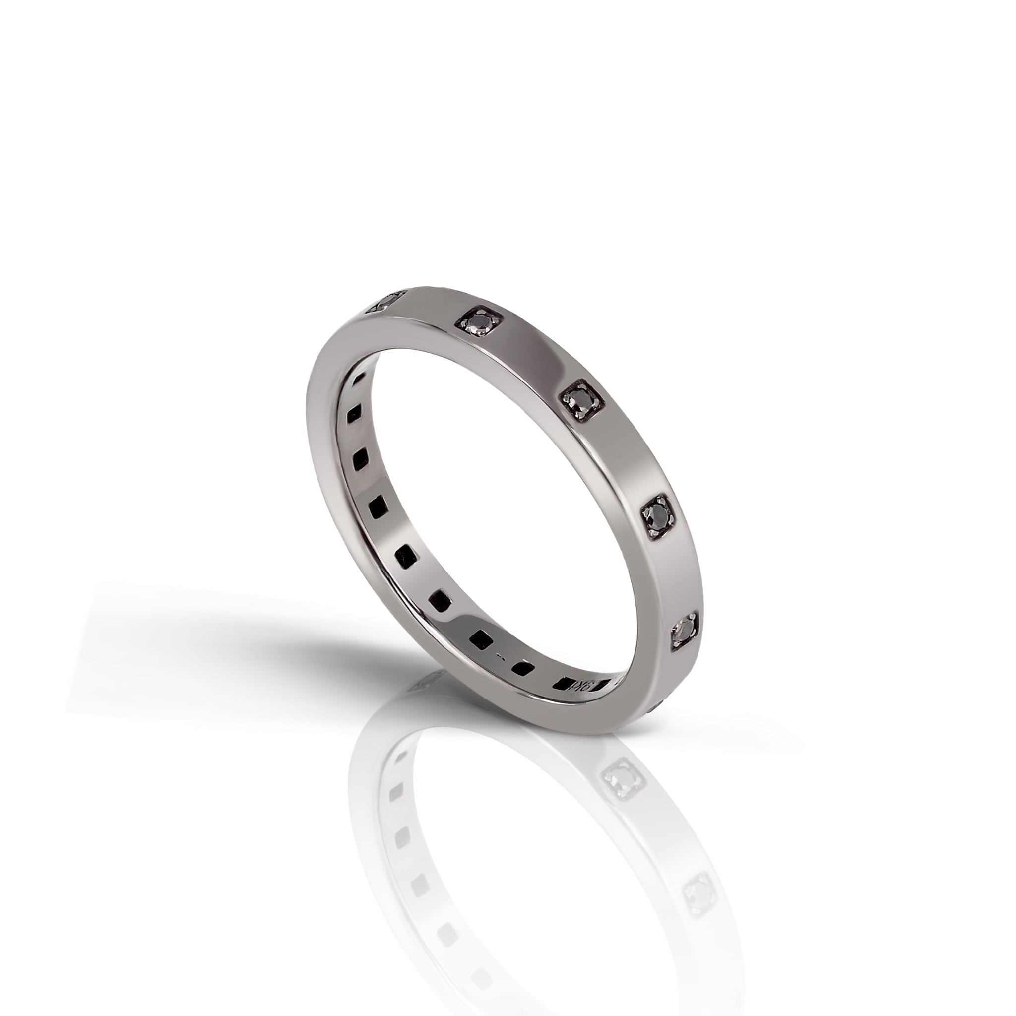 VERETTA IN ORO BIANCO 9KT BRUNITA E 10 DIAMANTI BLACK.