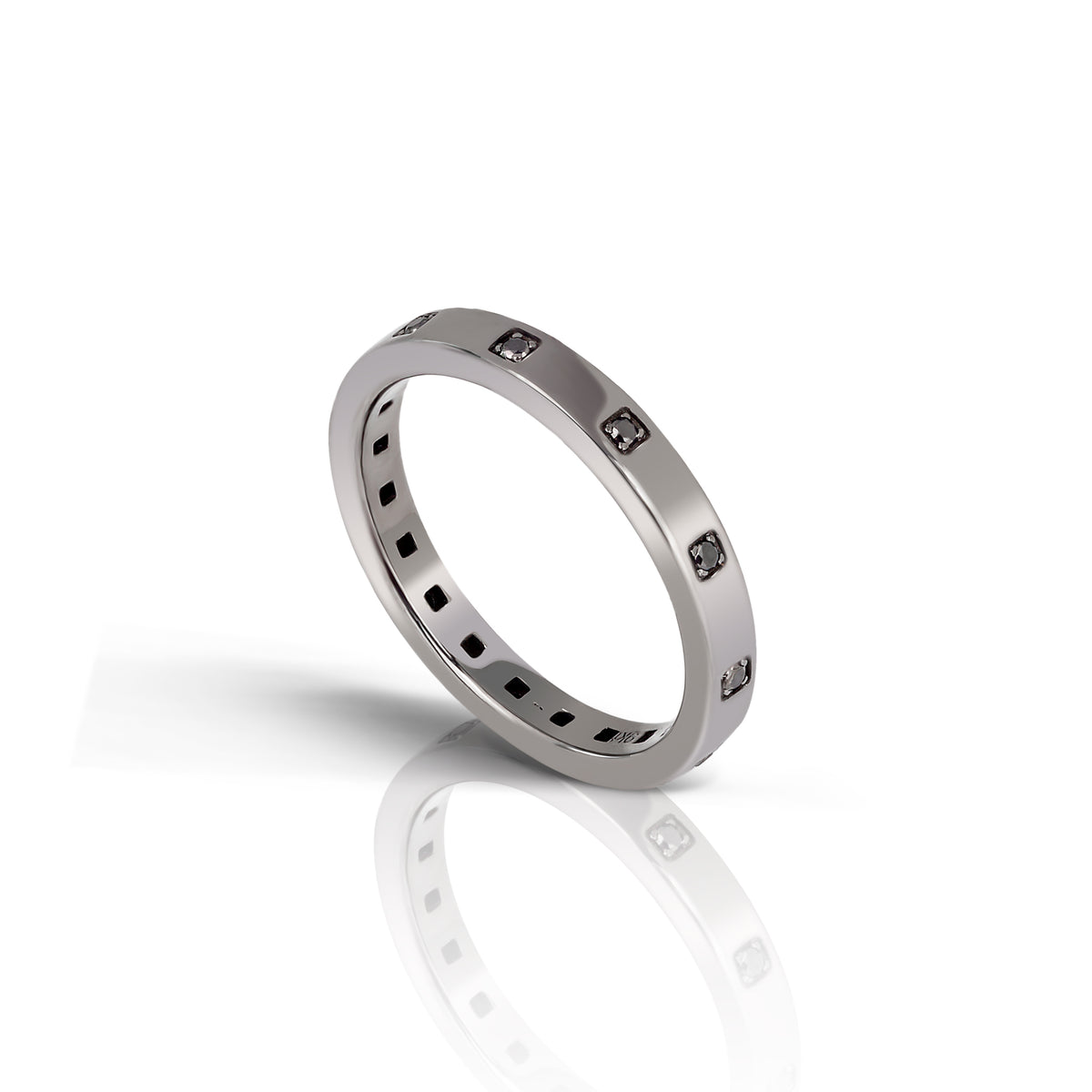 VERETTA IN ORO BIANCO 9KT BRUNITA E 10 DIAMANTI BLACK.