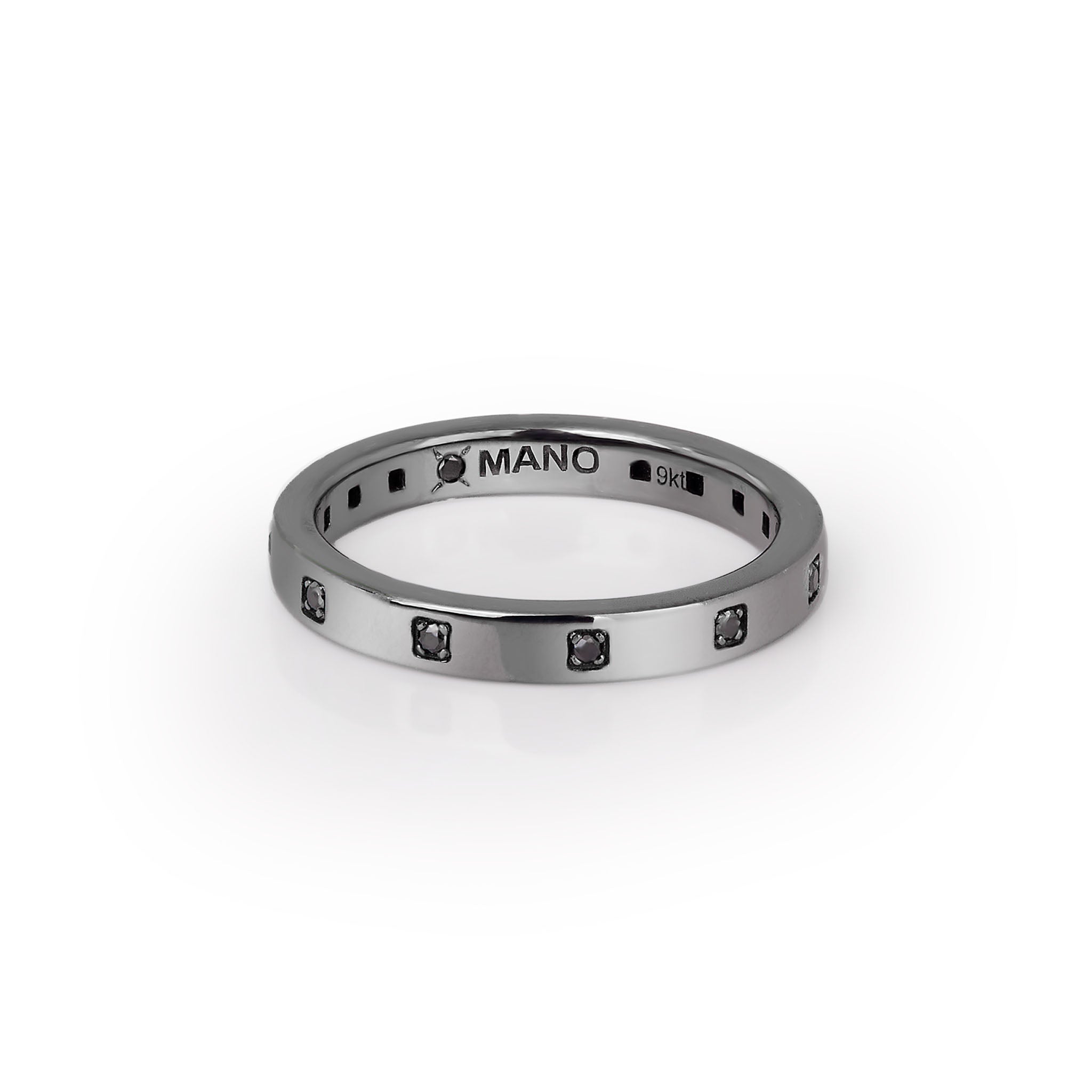 VERETTA IN ORO BIANCO 9KT BRUNITA E 10 DIAMANTI BLACK.