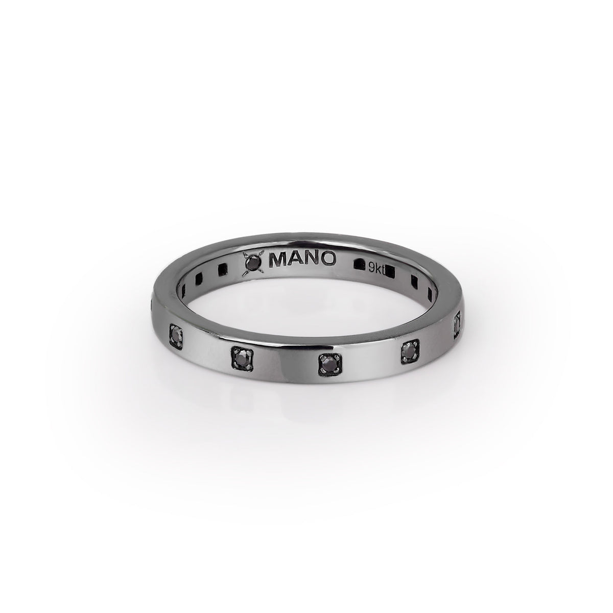 VERETTA IN ORO BIANCO 9KT BRUNITA E 10 DIAMANTI BLACK.