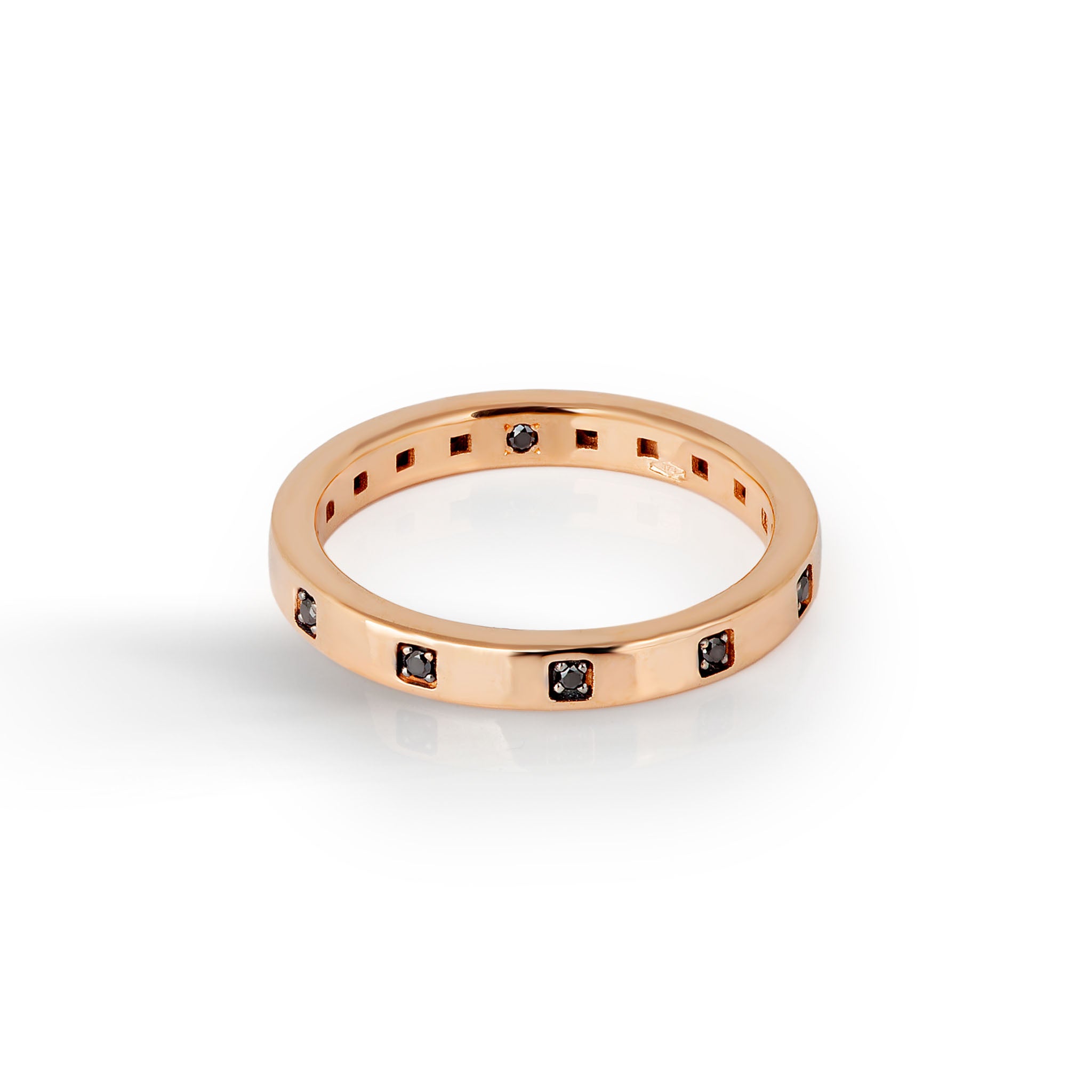 VERETTA IN ORO ROSSO 9KT CON 10 DIAMANTI BLACK.