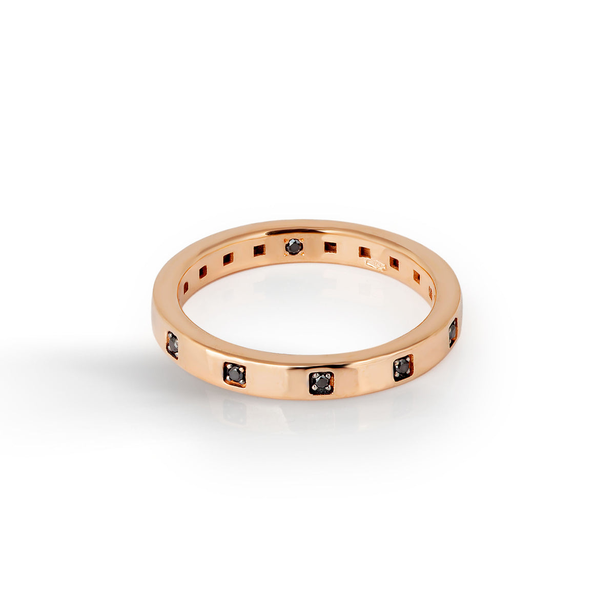VERETTA IN ORO ROSSO 9KT CON 10 DIAMANTI BLACK.