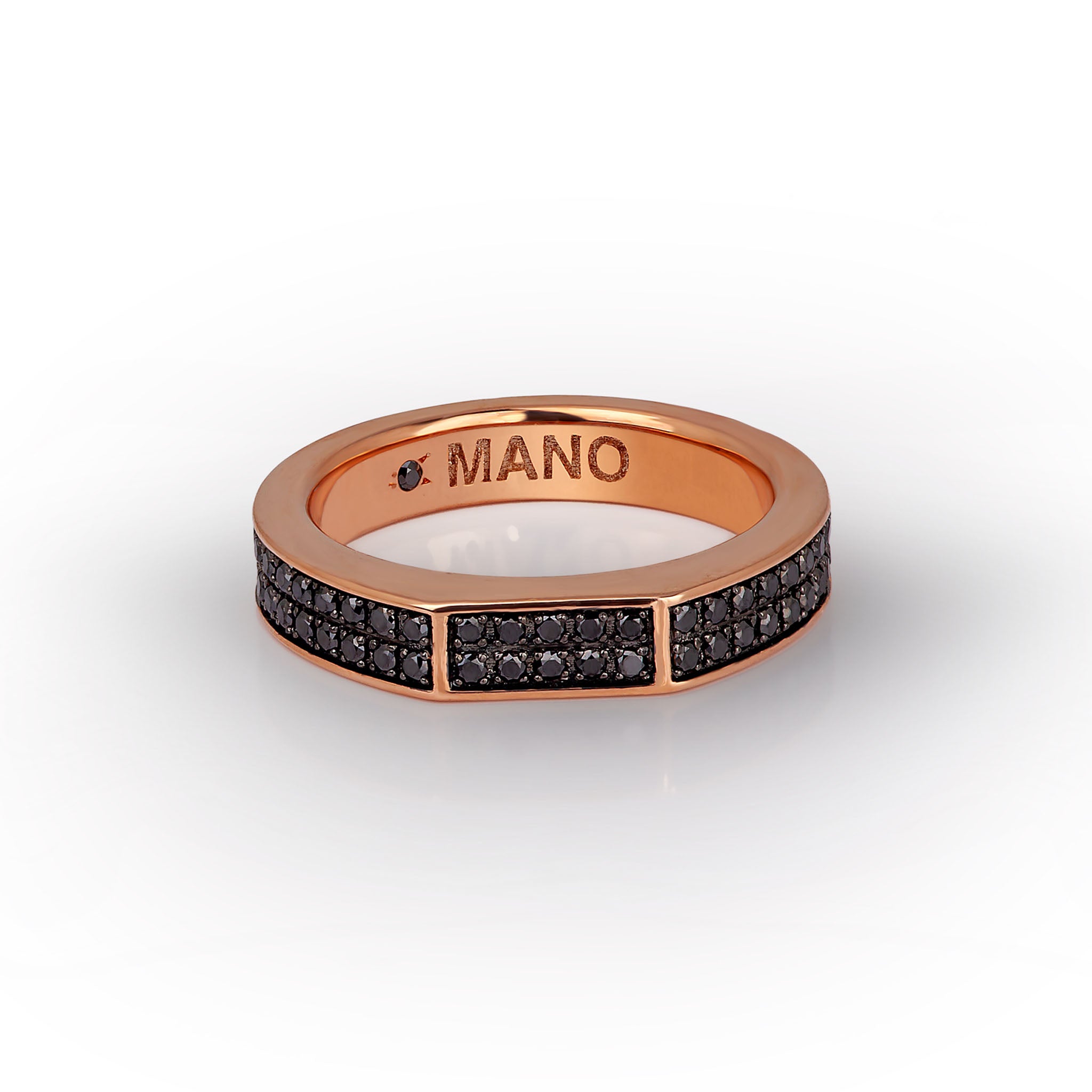 Ring UOMO TUTTO INCASSATO IN Rose gold 9 KT and 90 Diamonds BLACK