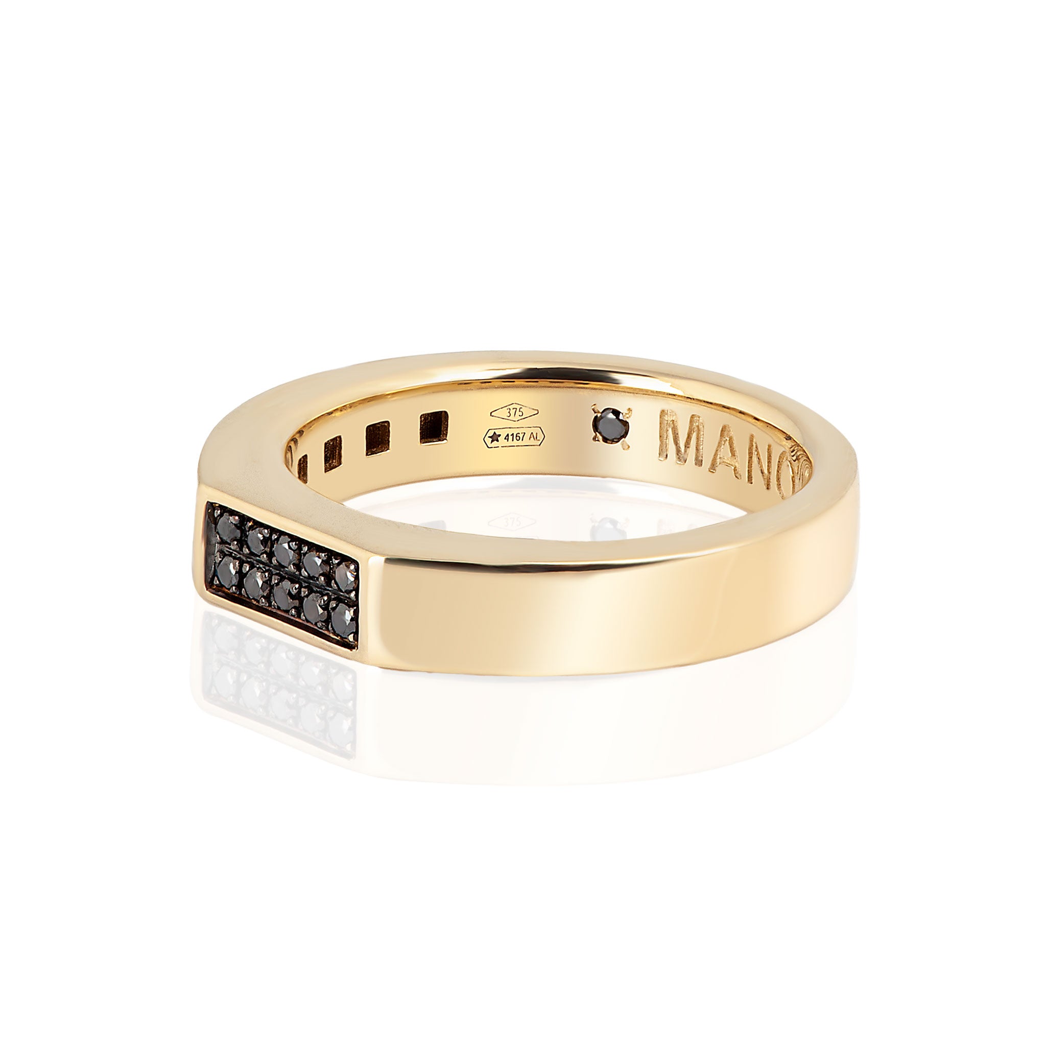 ANELLO DA UOMO IN ORO GIALLO 9 KT CON 10 DIAMANTI BLACK.