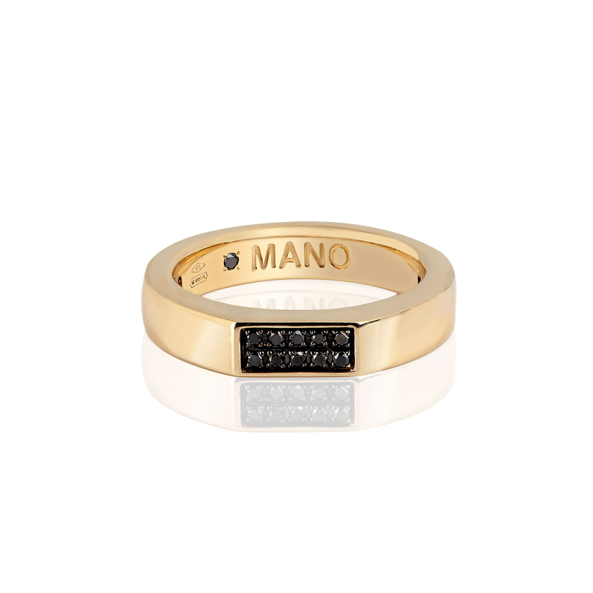 ANELLO DA UOMO IN ORO GIALLO 9 KT CON 10 DIAMANTI BLACK.