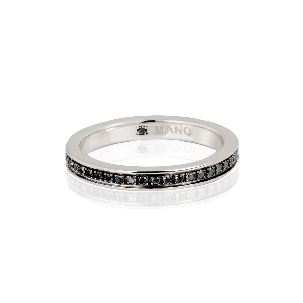 VERETTA GIRODITO ORO BIANCO 9 KT RODIATO CON 43 DIAMANTI BLACK