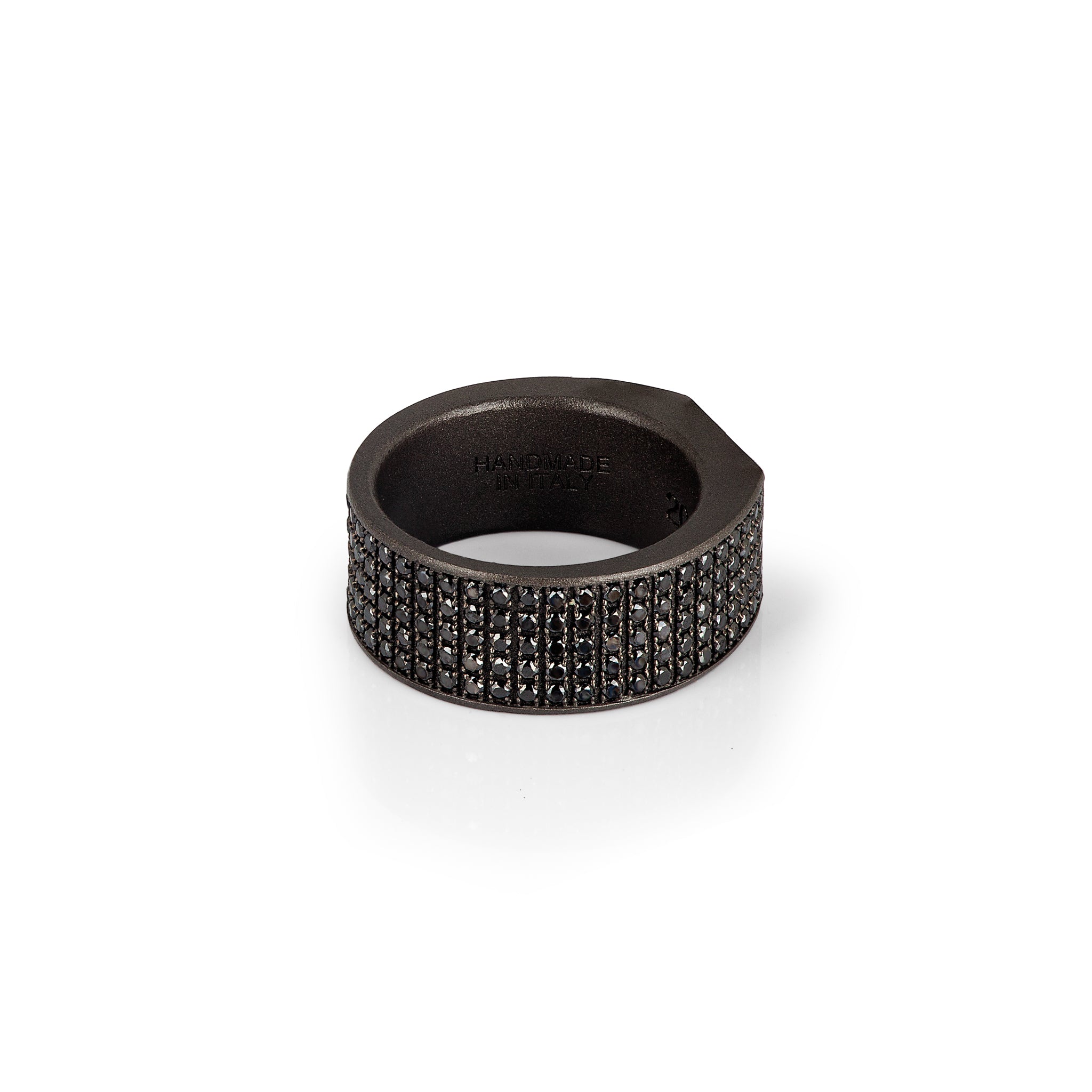 Ring UOMO IN Titanium TUTTO INCASSATO with Diamonds BLACK.