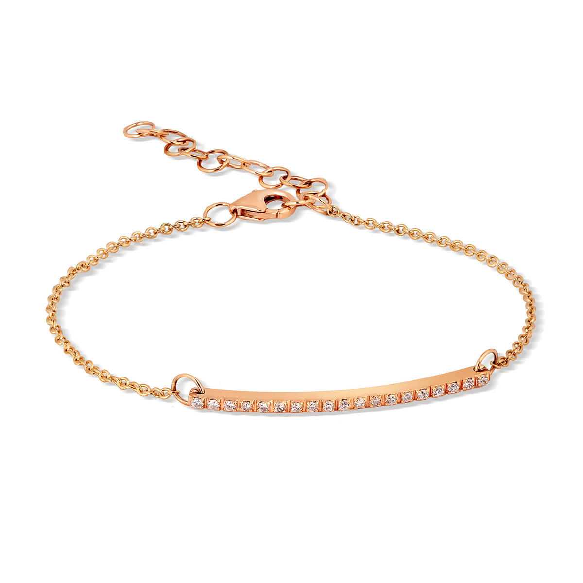 BRACCIALE UOMO CON BARRETTA E CATENA IN ORO ROSSO 9 KT E DIAMANTI WHITE.