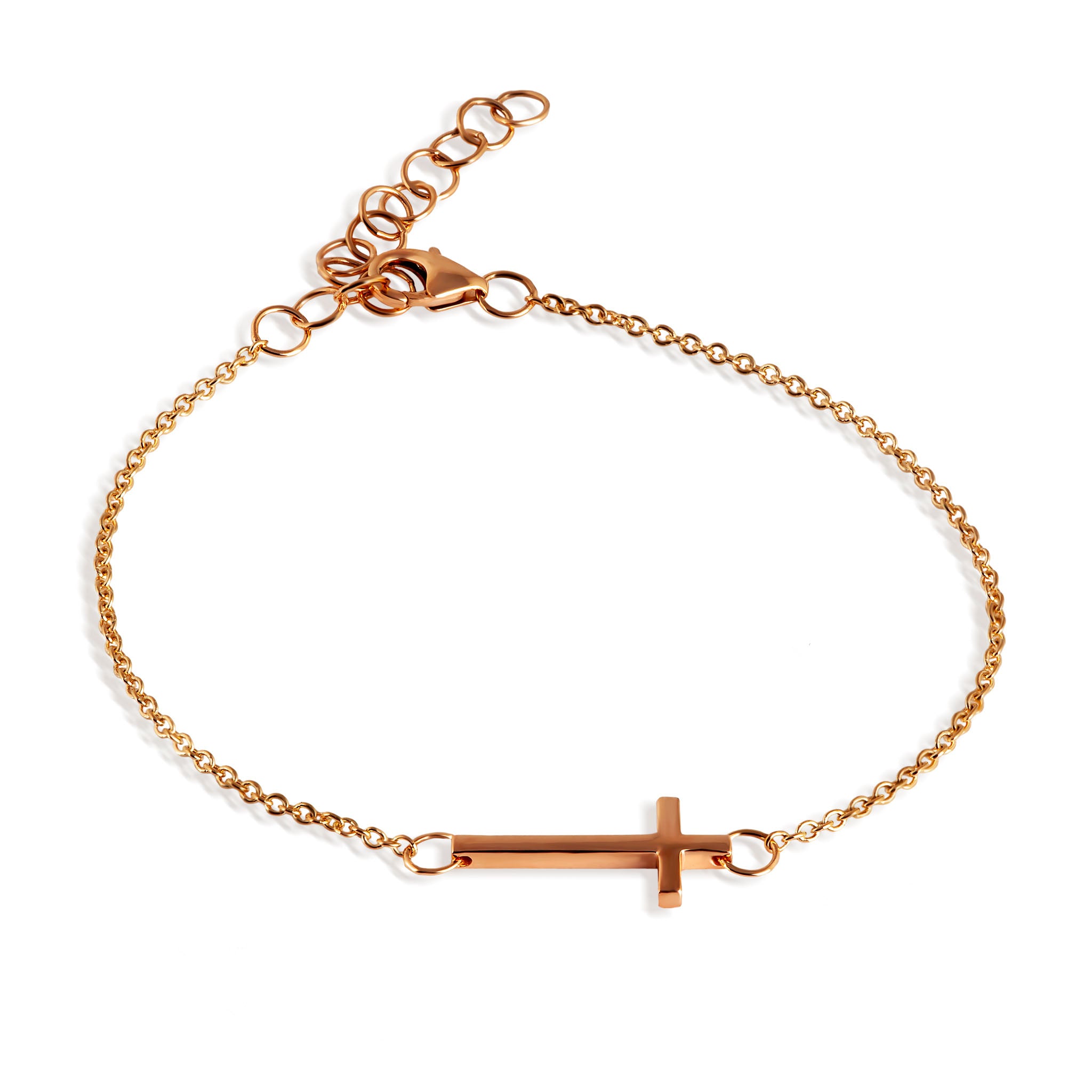 Bracelet UOMO with PICCOLA CROCE LUCIDA IN Rose gold 9 KT and CATENA Rose gold 9 KT
