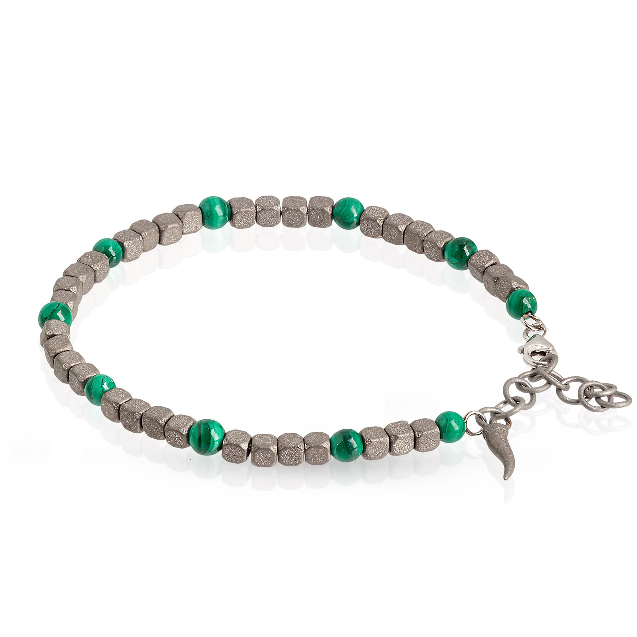 Bracelet UOMO IN Titanium, MALACHITE and White gold 9KT