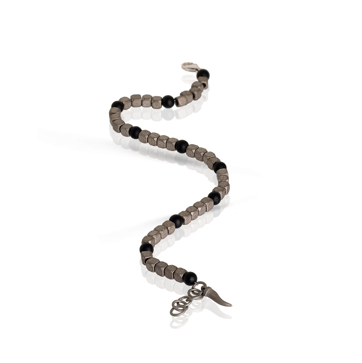 BRACCIALE UOMO IN TITANIO, ONICE E ORO ROSSO 9KT