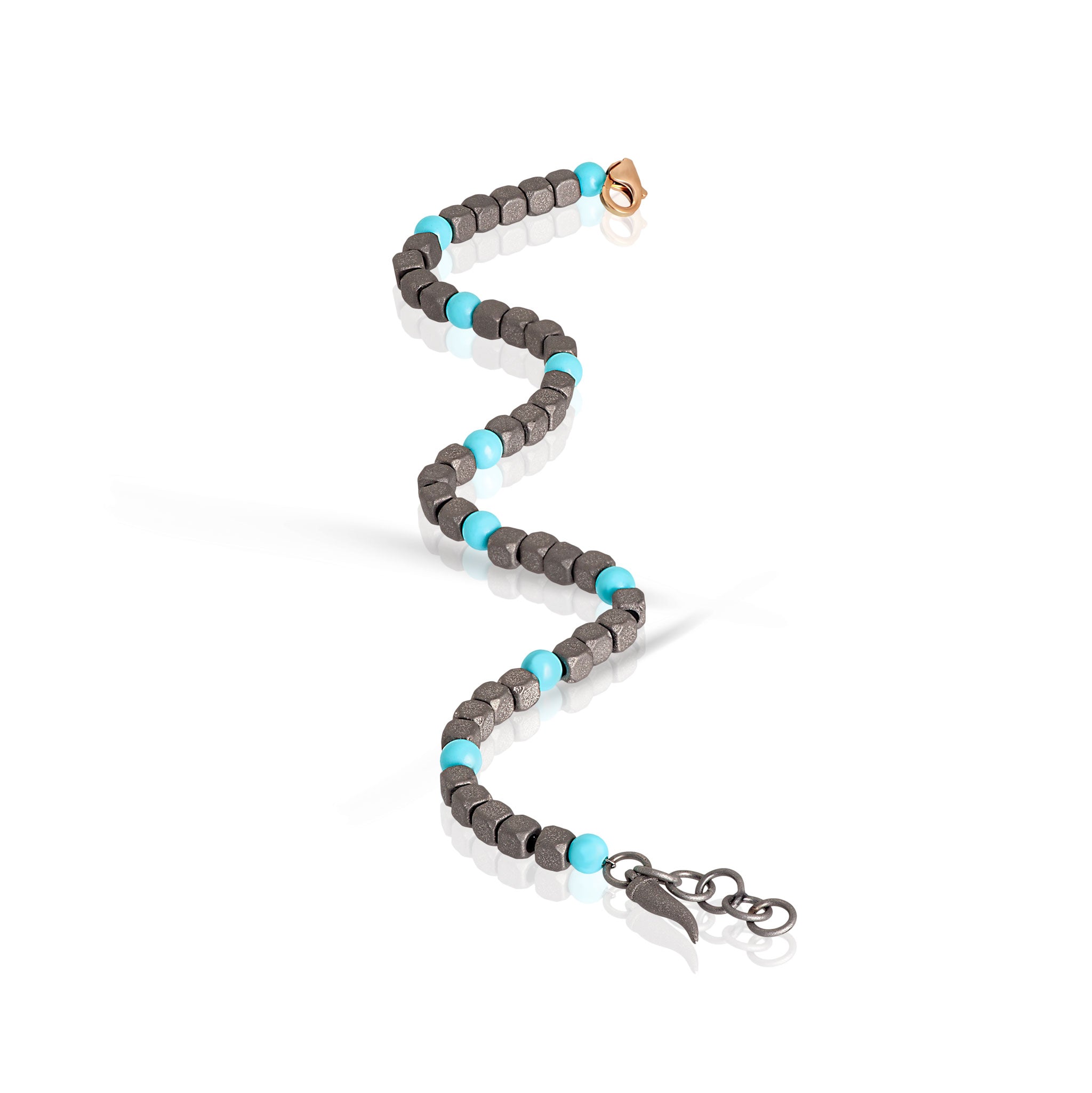 Bracelet UOMO IN Titanium, TURCHESE and Gold Rose 9KT