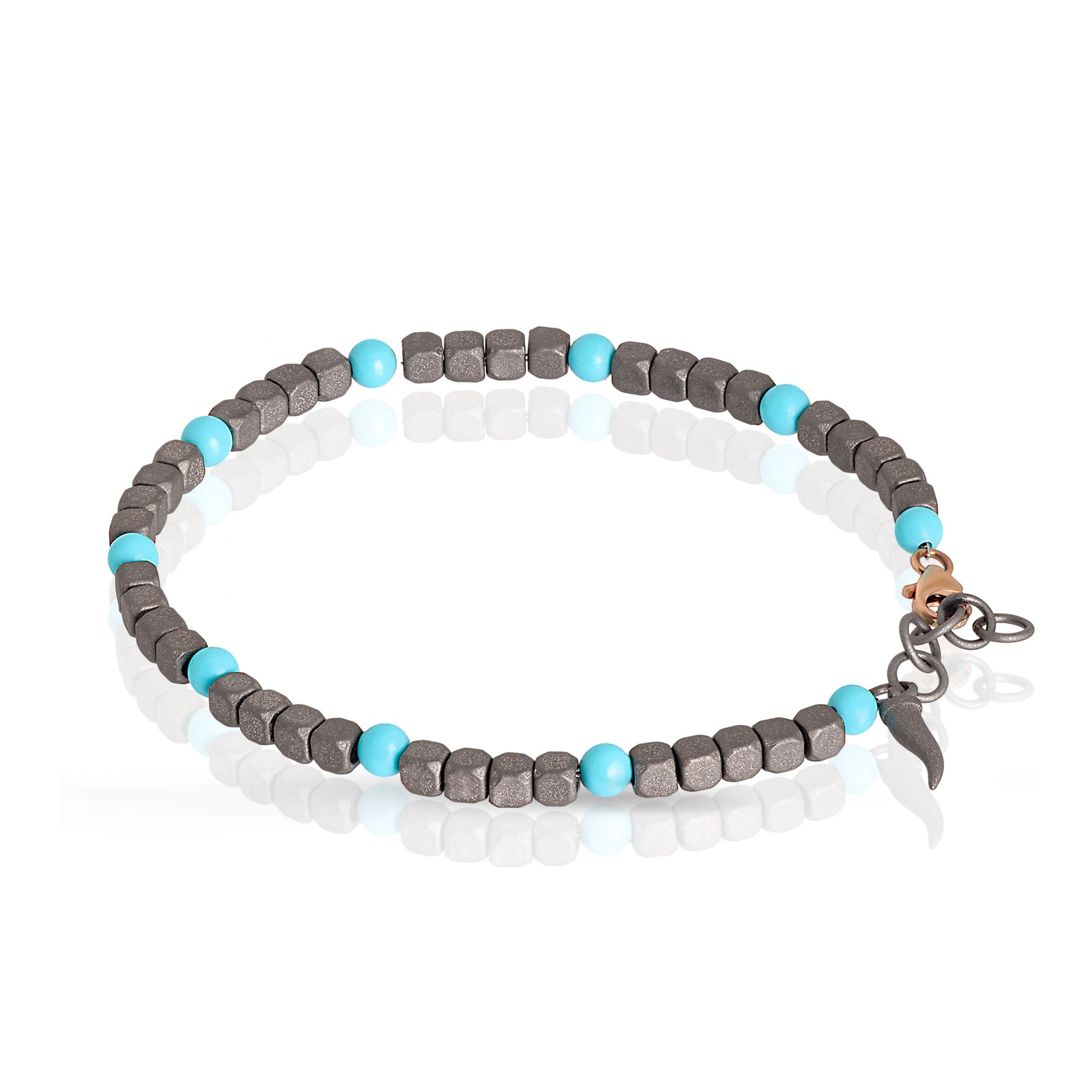 Bracelet UOMO IN Titanium, TURCHESE and Gold Rose 9KT