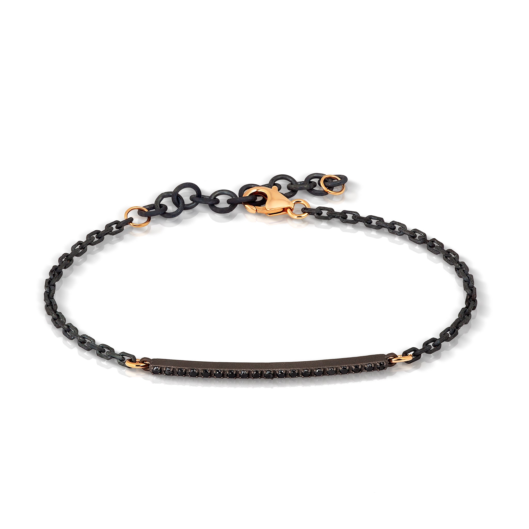 Bracelet UOMO with BARRETTA IN Titanium, 19 Diamonds BLACK, Rose gold 9KT and 18 KT..