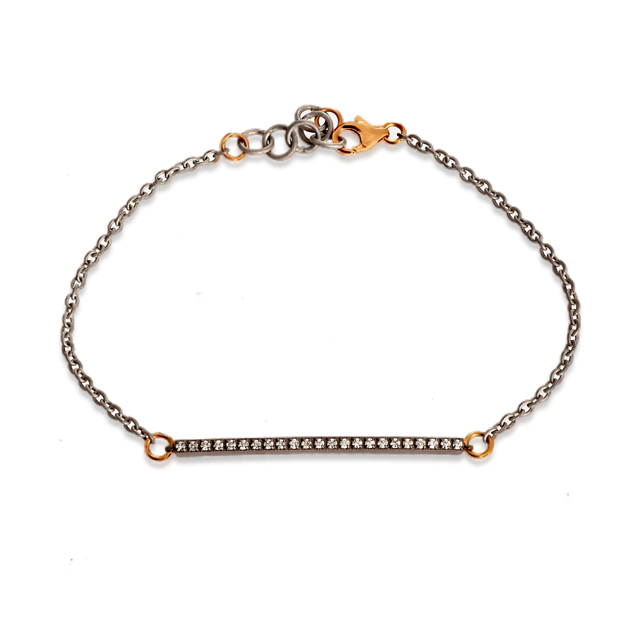 Bracelet UOMO with BARRETTA IN Titanium, 19 Diamonds WHITE and Rose gold 19 KT