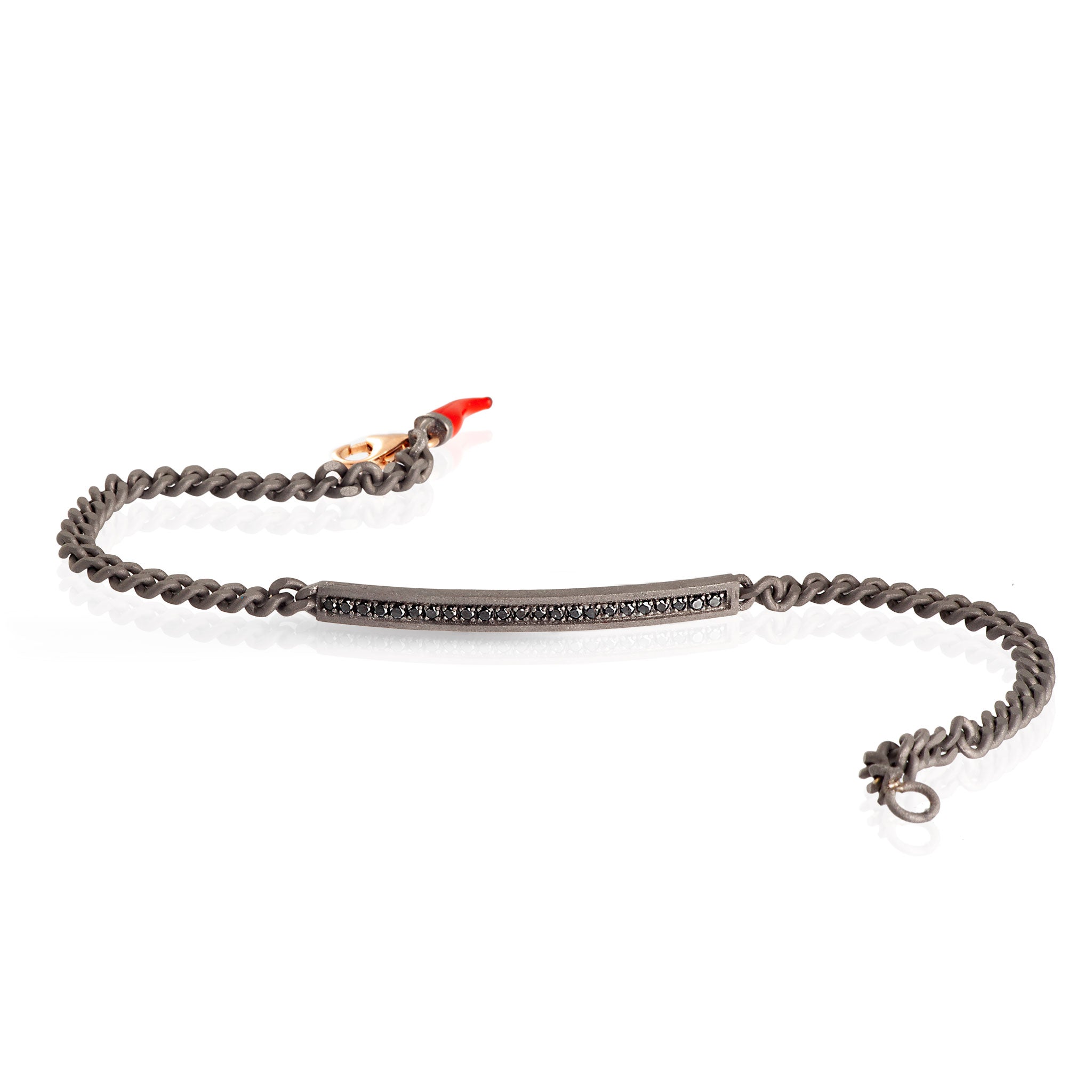 Bracelet UOMO IN Titanium with BARRETTA, Diamonds BLACK with a CATENA GROUMETTE and Rose gold 9KT