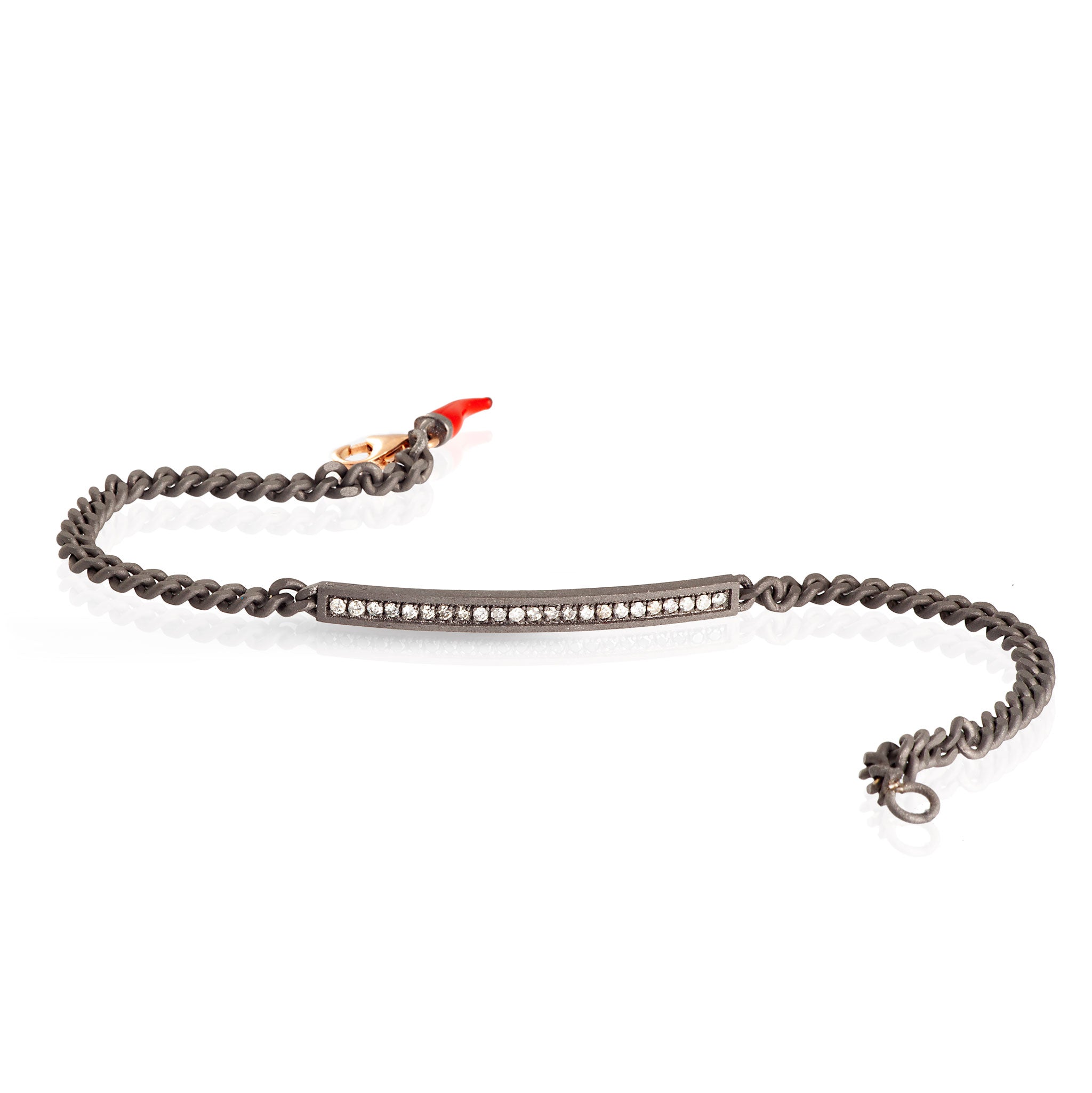 Bracelet UOMO IN Titanium with BARRETTA, Diamonds WHITE with a CATENA GROUMETTE and Rose gold 9KT