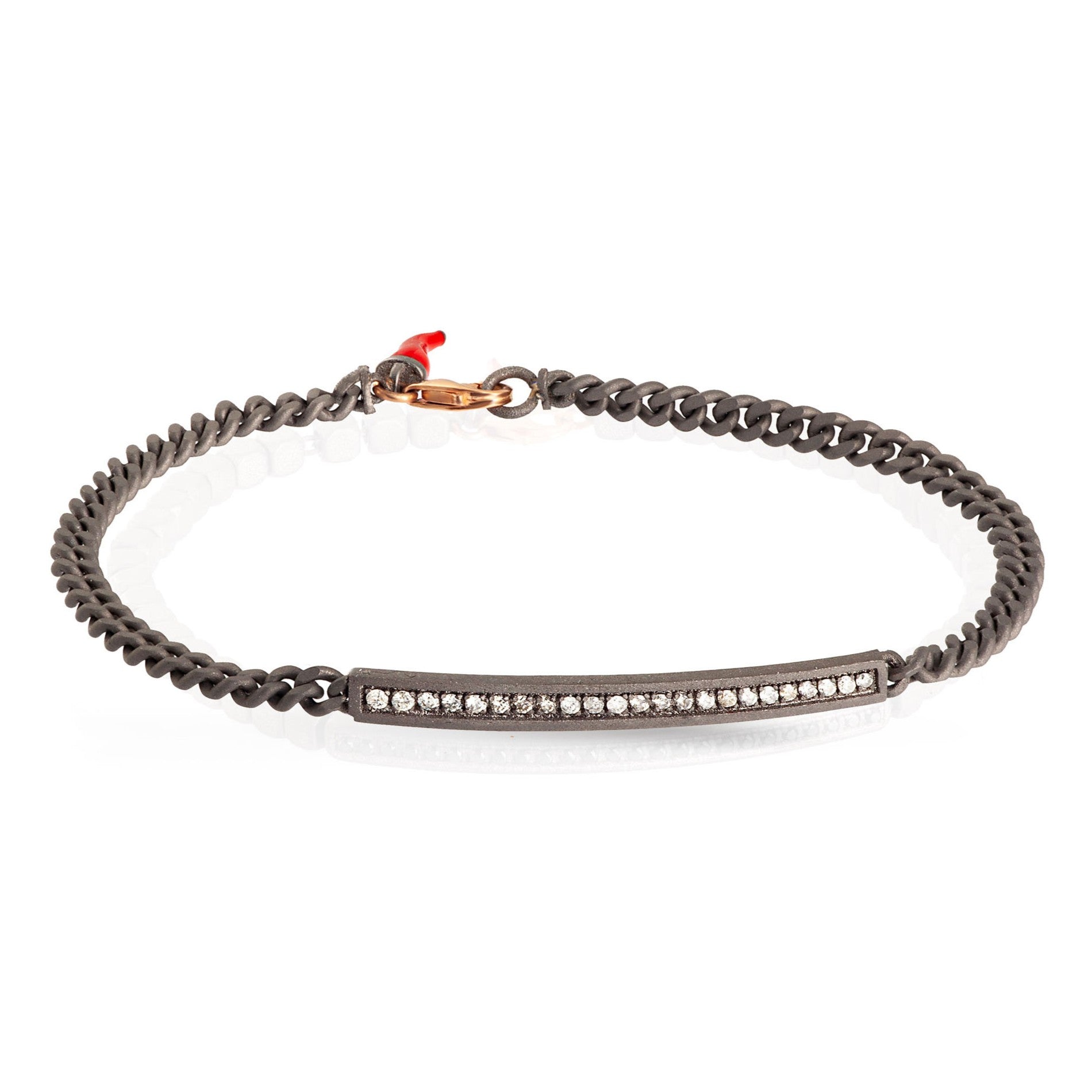 Bracelet UOMO IN Titanium with BARRETTA, Diamonds WHITE with a CATENA GROUMETTE and Rose gold 9KT