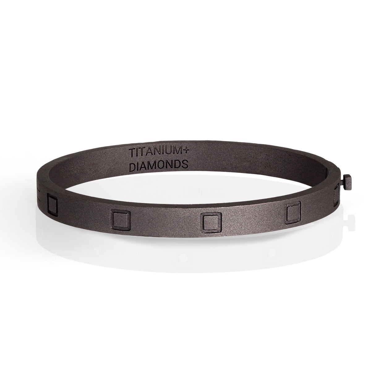 BRACCIALE UOMO RIGIDO A MANETTA IN TITANIO E 5 DIAMANTI BLACK