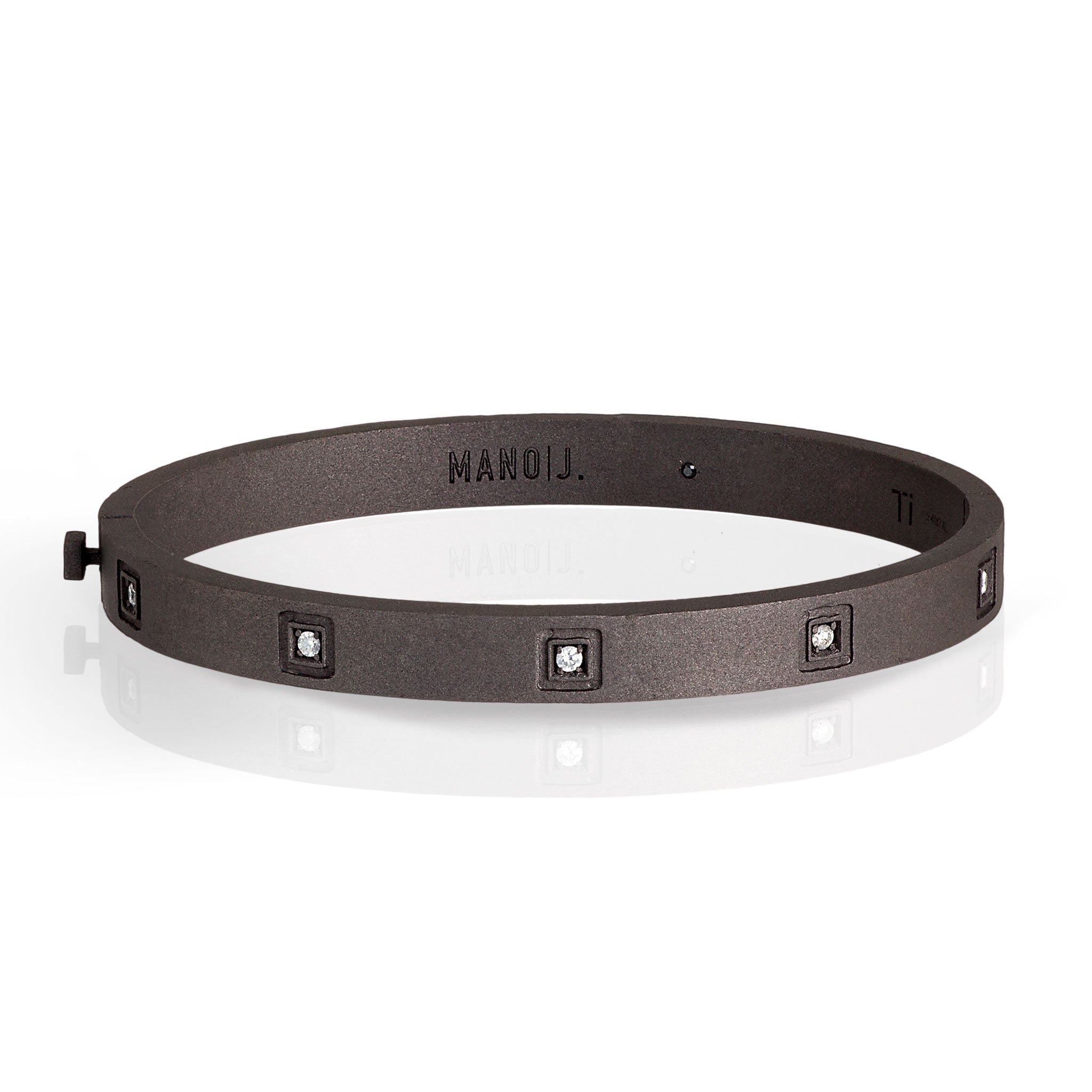 Bracelet UOMO RIGIDO A MANETTA IN Titanium and 5 Diamonds WHITE