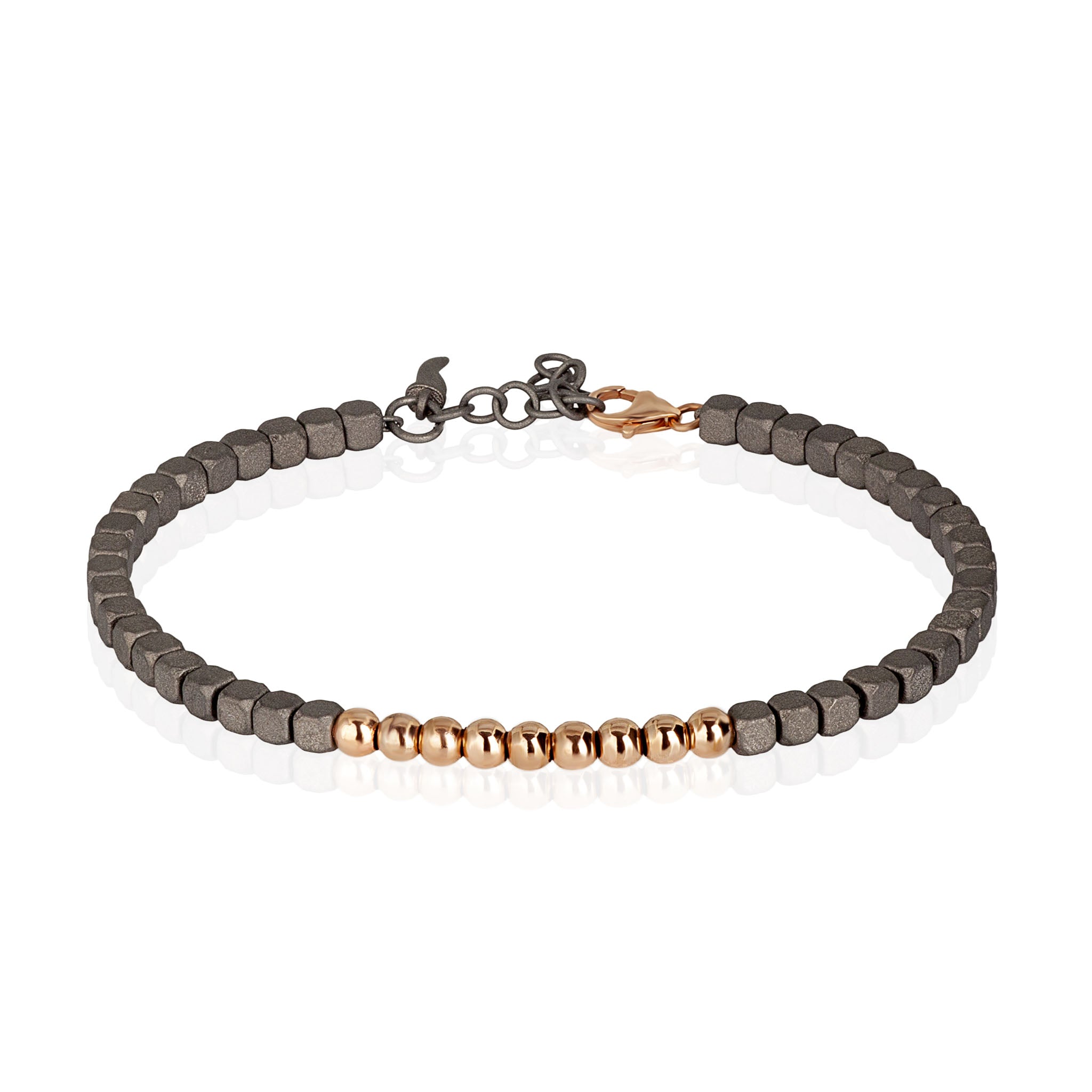 Bracelet UOMO IN Titanium and FILA of 9 SFERE IN Rose gold 9KT