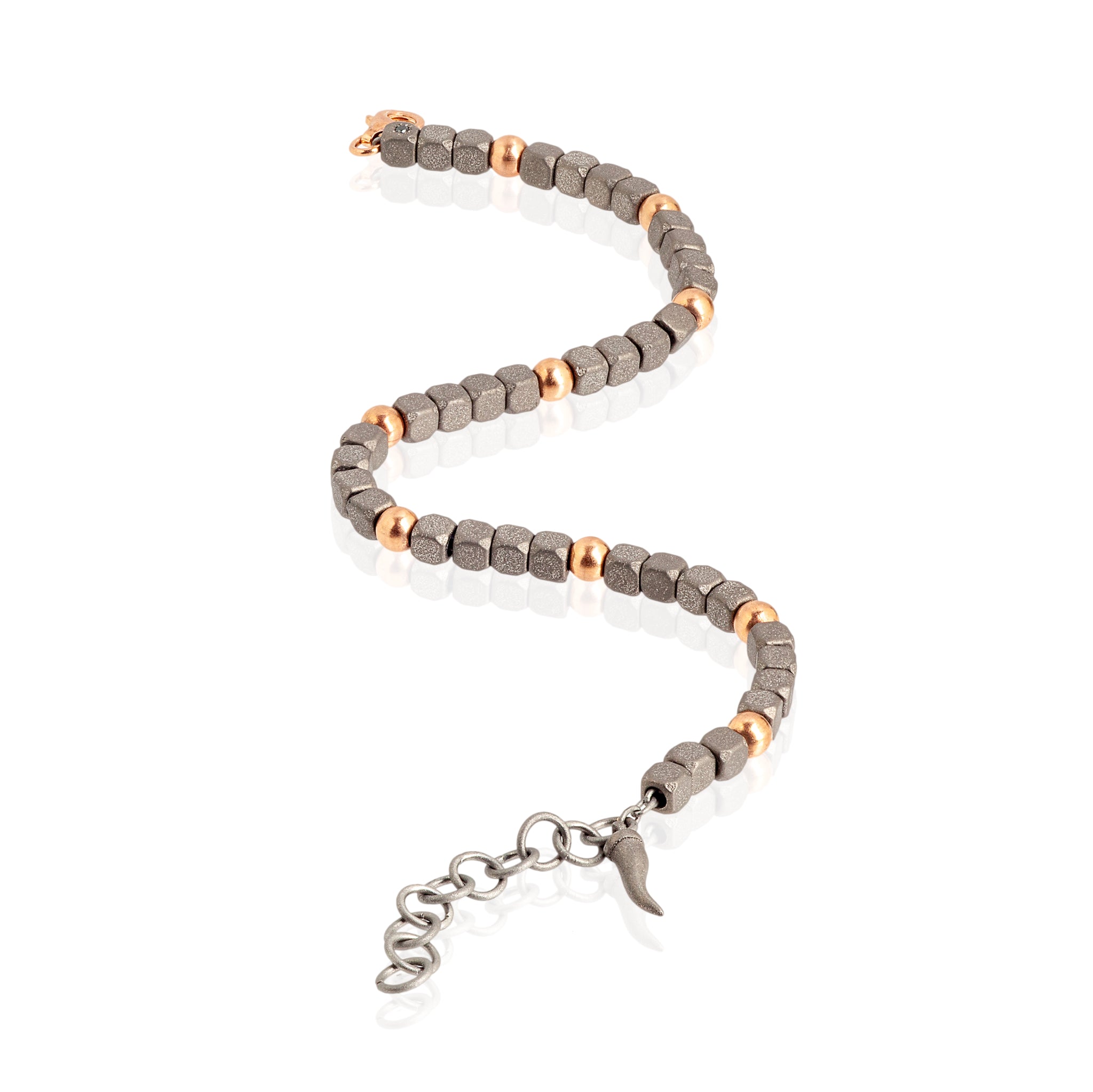 Bracelet UOMO IN Titanium and 9 SFERE IN Rose gold 9KT