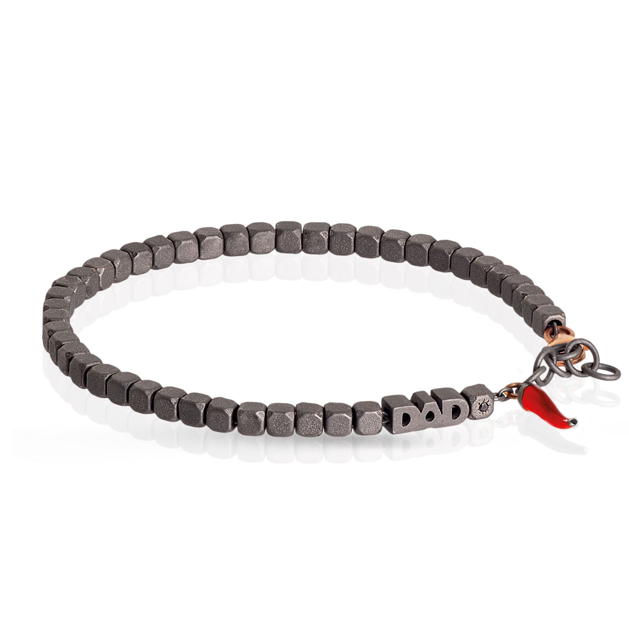 BRACCIALE DAD IN TITANIO, ORO ROSSO 9KT E CORNETTO ROSSO