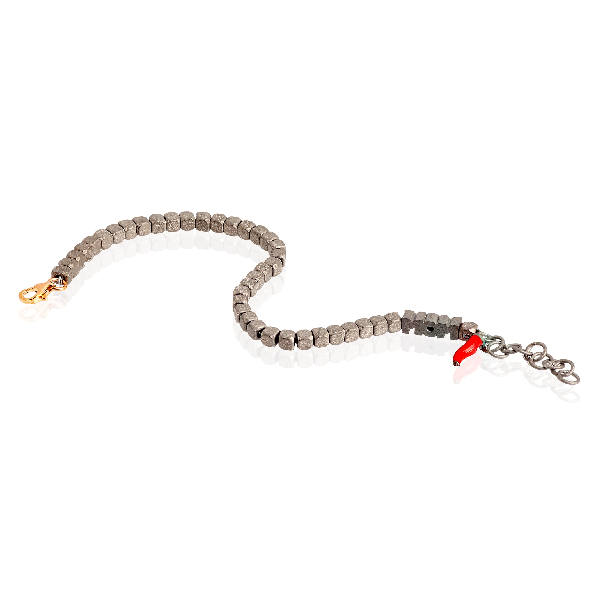 Bracelet MOM IN Titanium, Rose gold 9KT and 1 Diamond BLACK