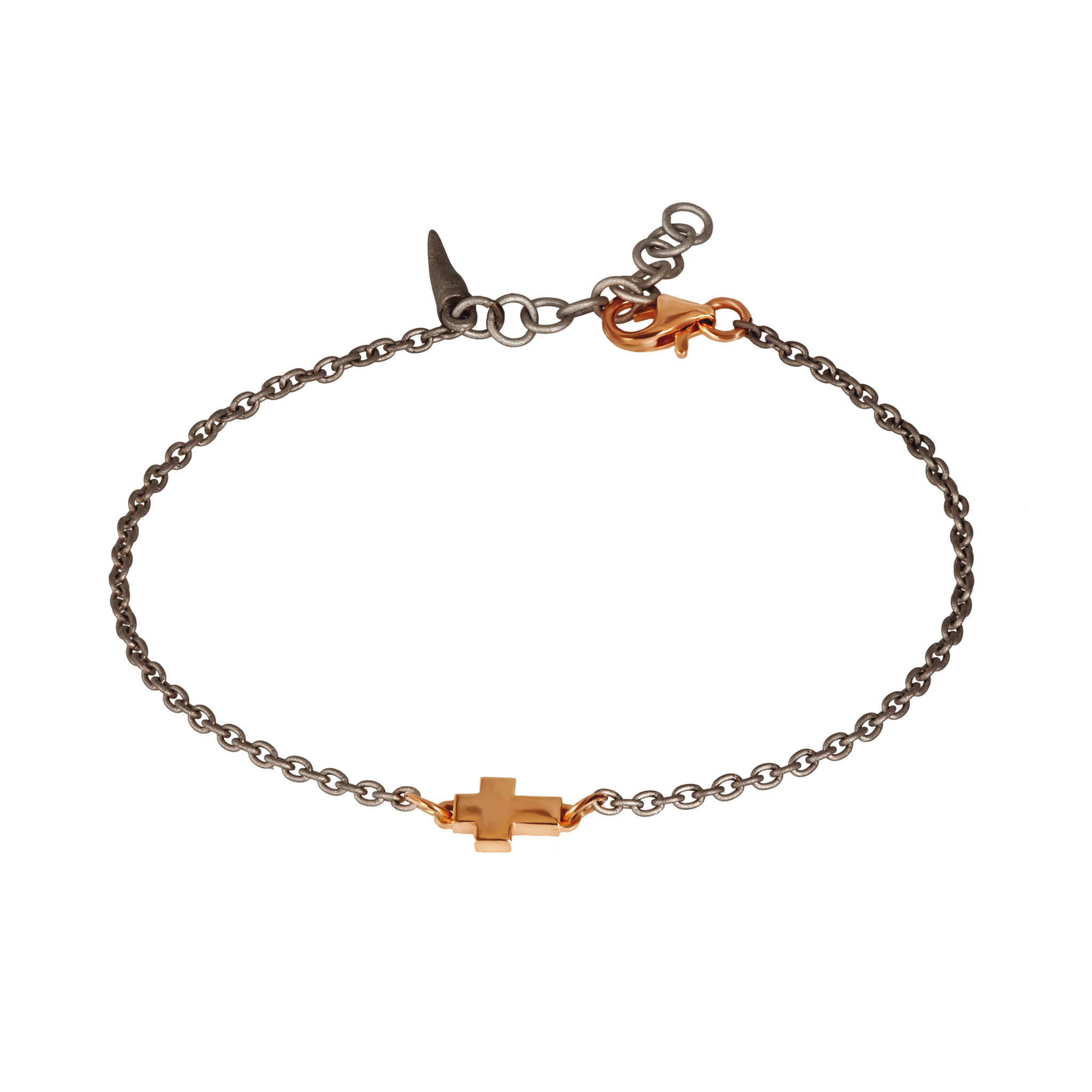 Bracelet UOMO IN Titanium with a CROCE and CHIUSURA IN Rose gold 9 KT