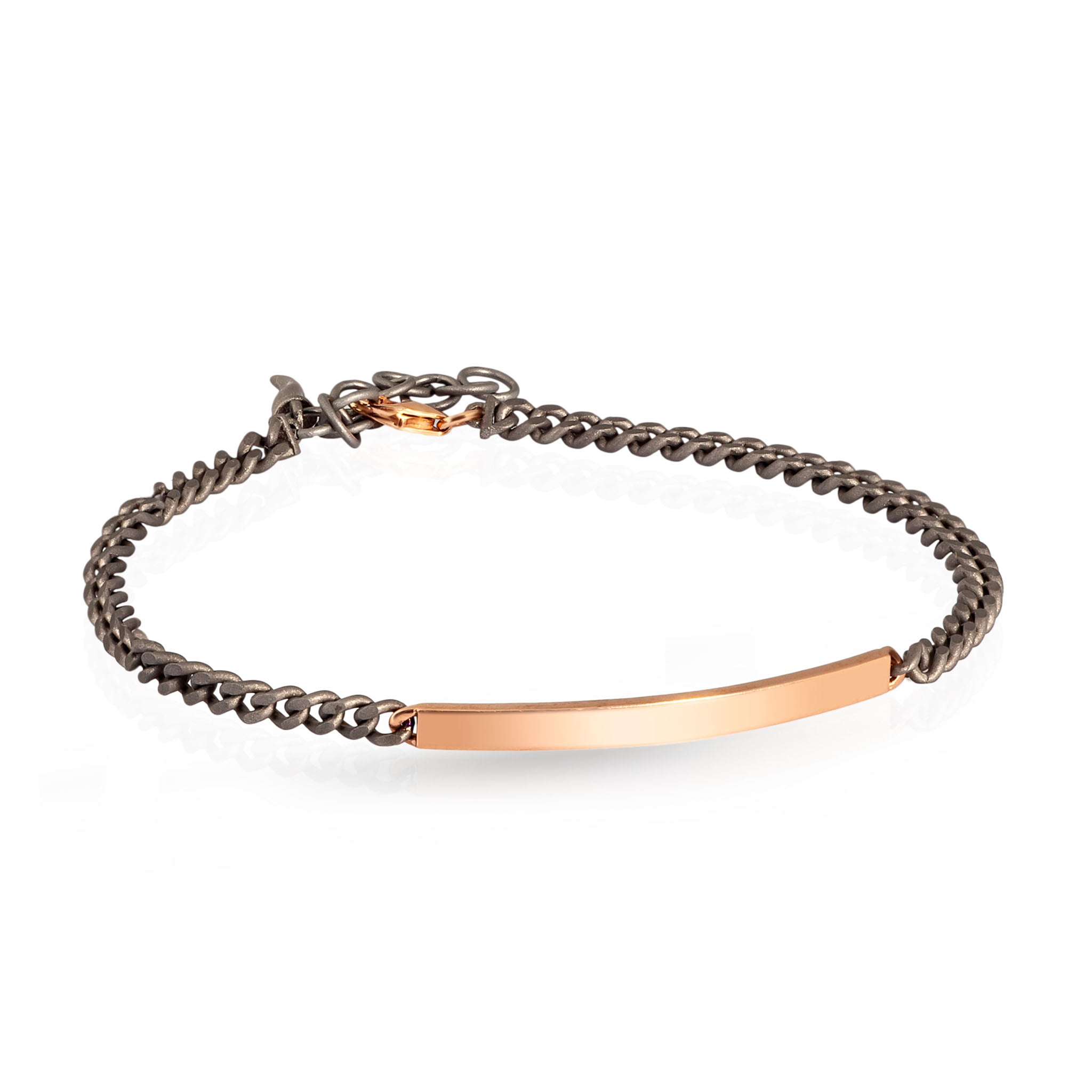 Bracelet with BARRETTA IN Rose gold 9 KT LISCIA and CATENA GROUMETTE