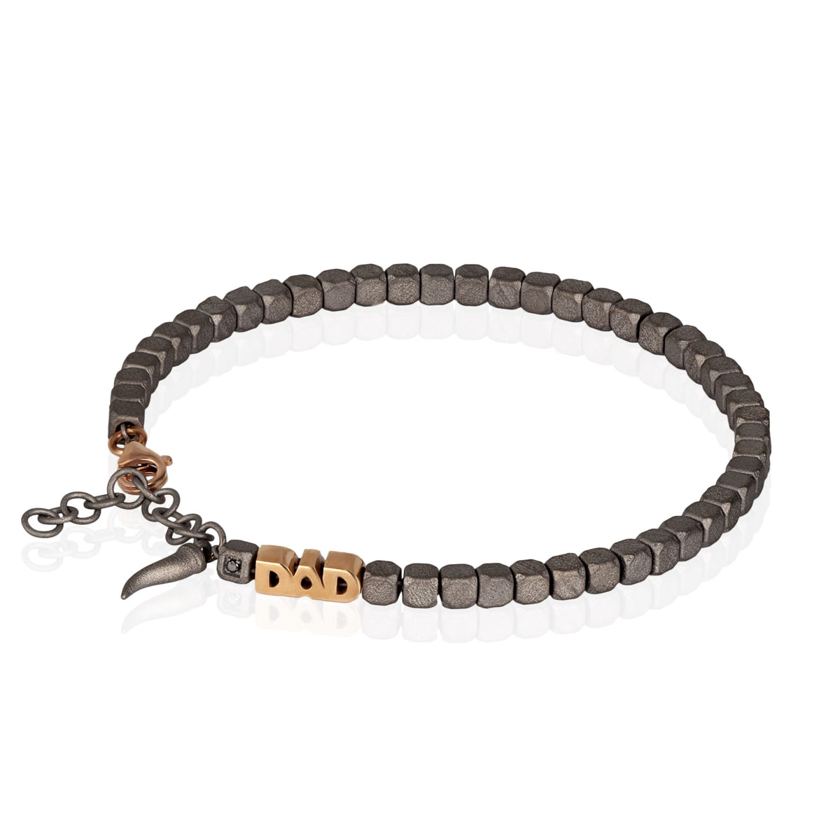 BRACCIALE DA UOMO CON CUBY IN TITANIO, DAD IN ORO ROSSO 9KT E CORNETTO