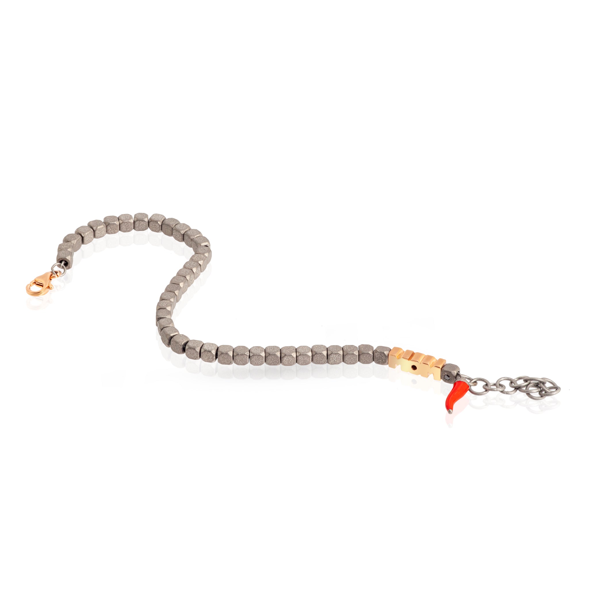 Bracelet MOM IN Rose gold 9KT and 1 Diamond BLACK