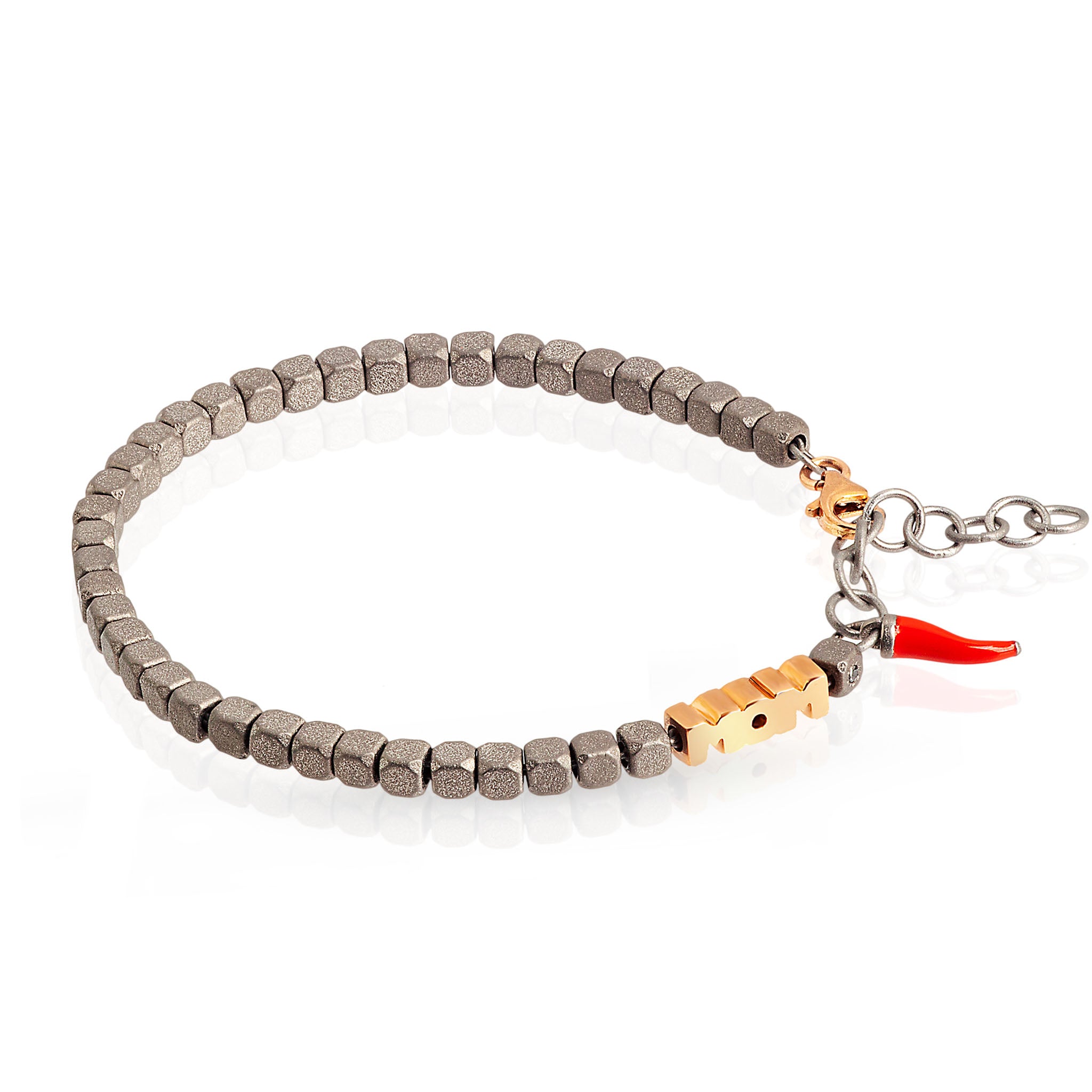 Bracelet MOM IN Rose gold 9KT and 1 Diamond BLACK