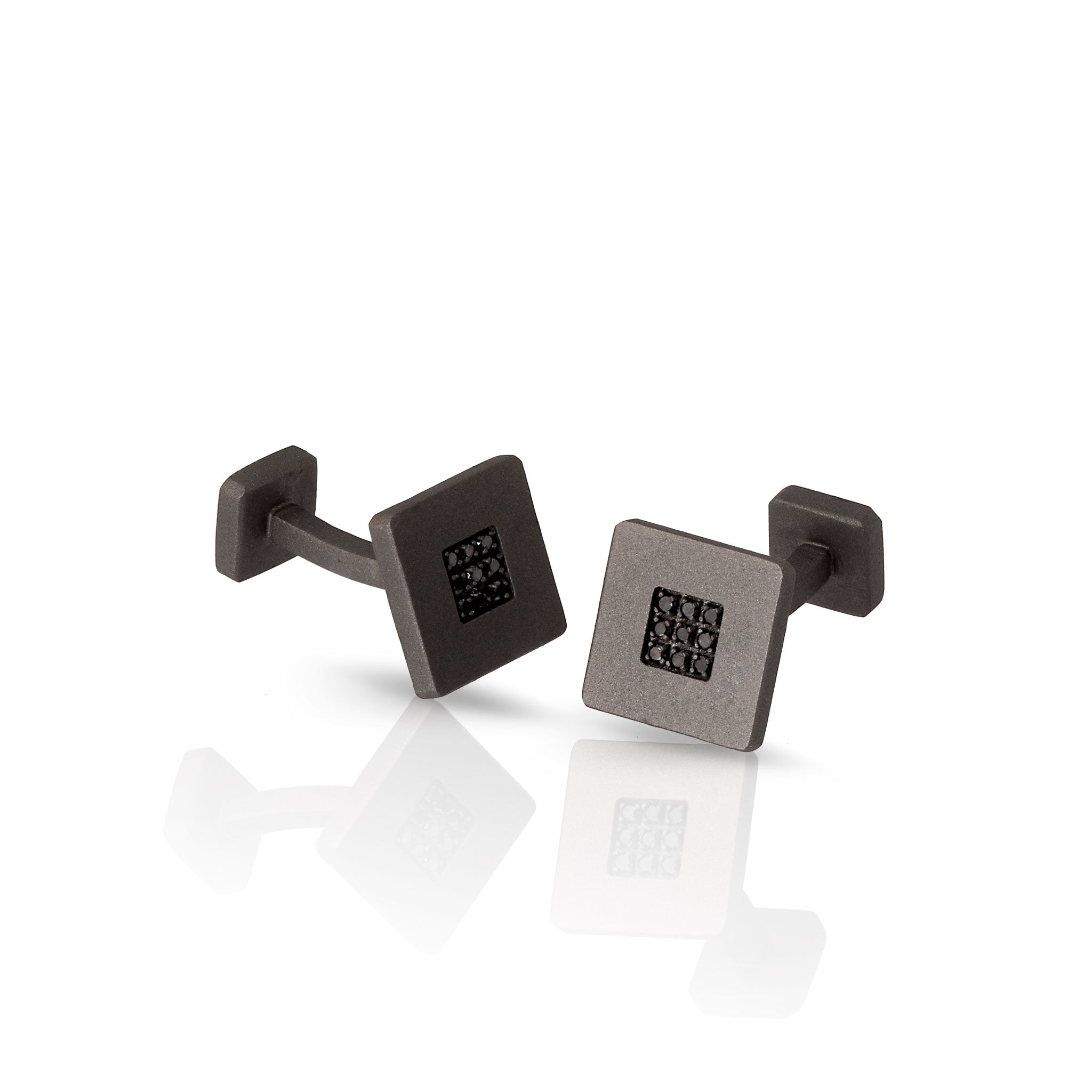 Cufflinks IN Titanium and 18 Diamonds BLACK by 1 PUNTO