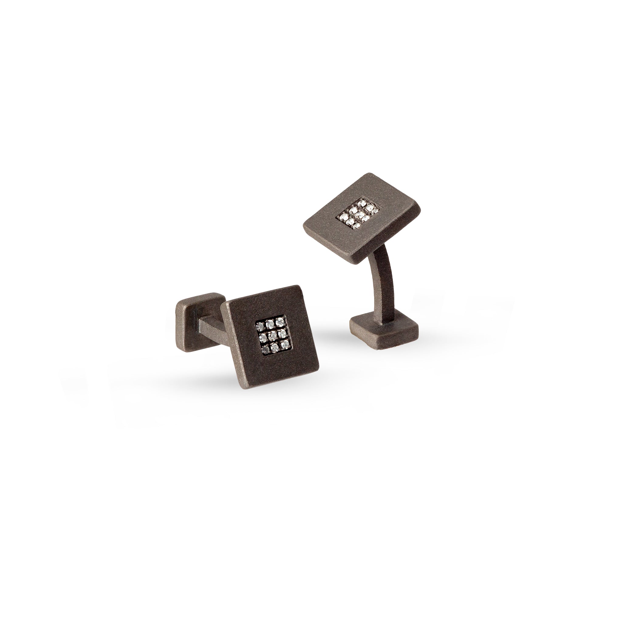 Cufflinks IN Titanium and 18 Diamonds WHITE by 1 PUNTO