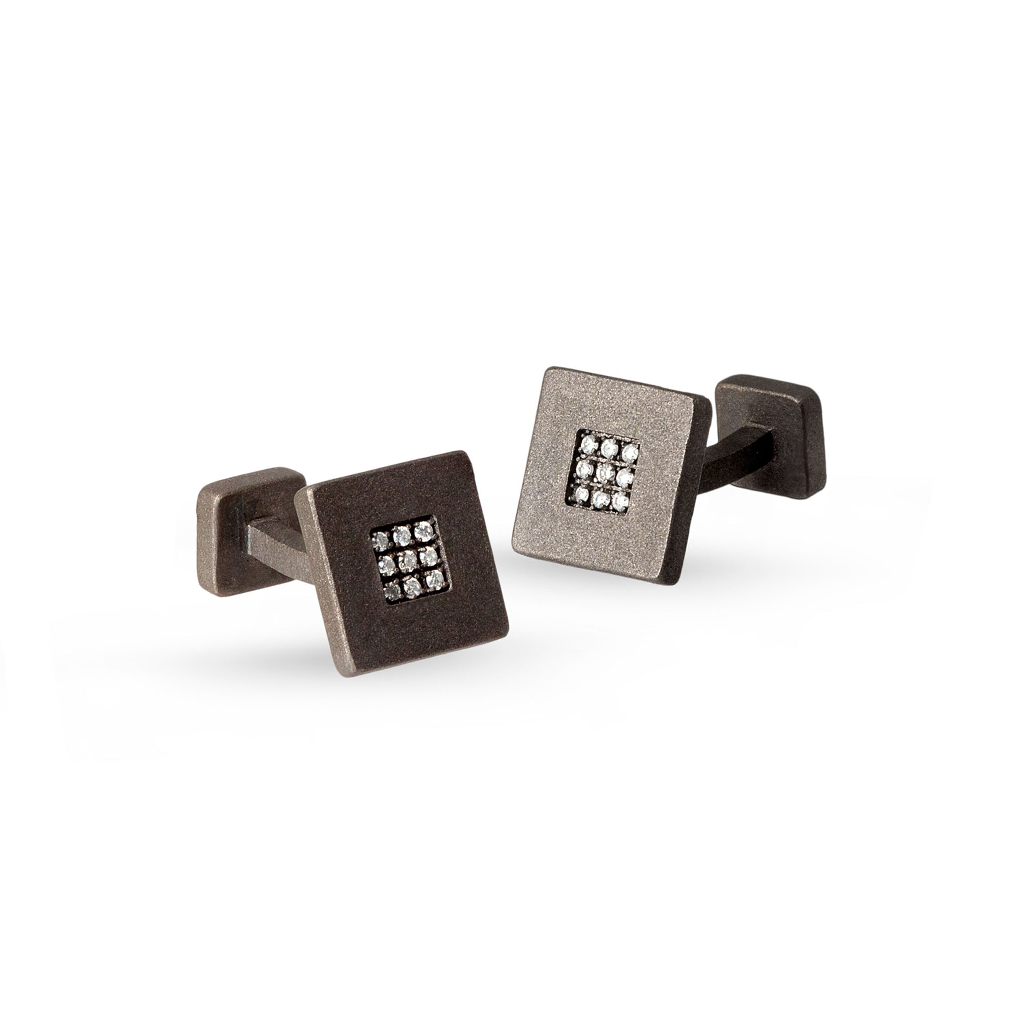 Cufflinks IN Titanium and 18 Diamonds WHITE by 1 PUNTO