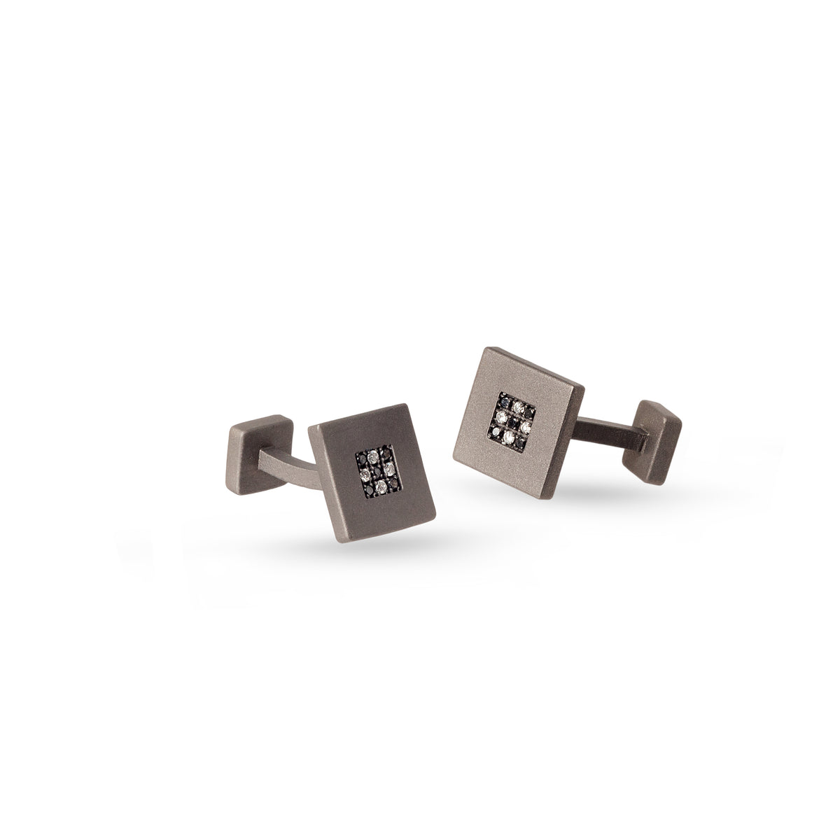 GEMELLI IN TITANIO E 18 DIAMANTI BLACK DA 1 PUNTO