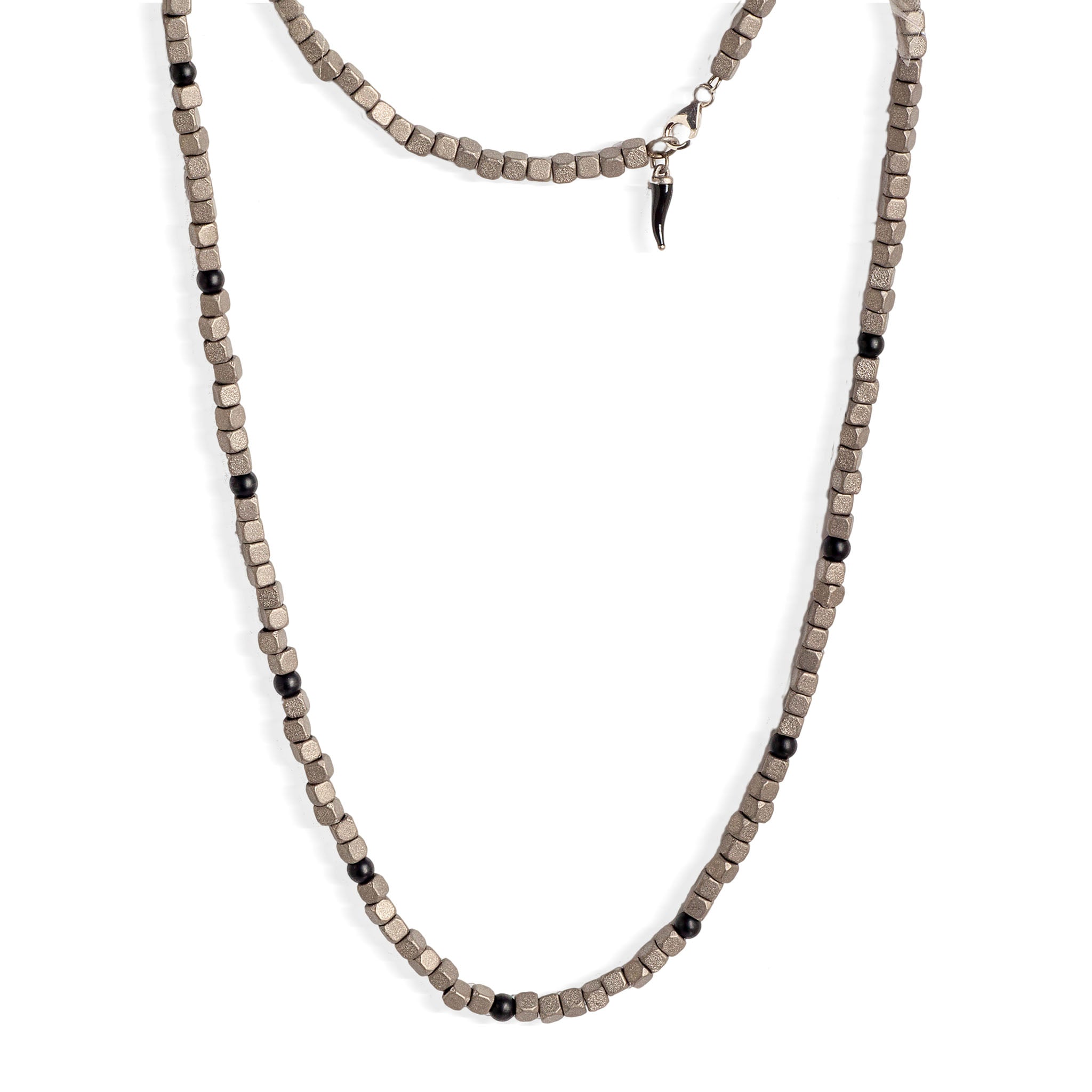 Necklace UOMO CUBI IN Titanium, ONICE and CORNETTO SMALTATO NERO