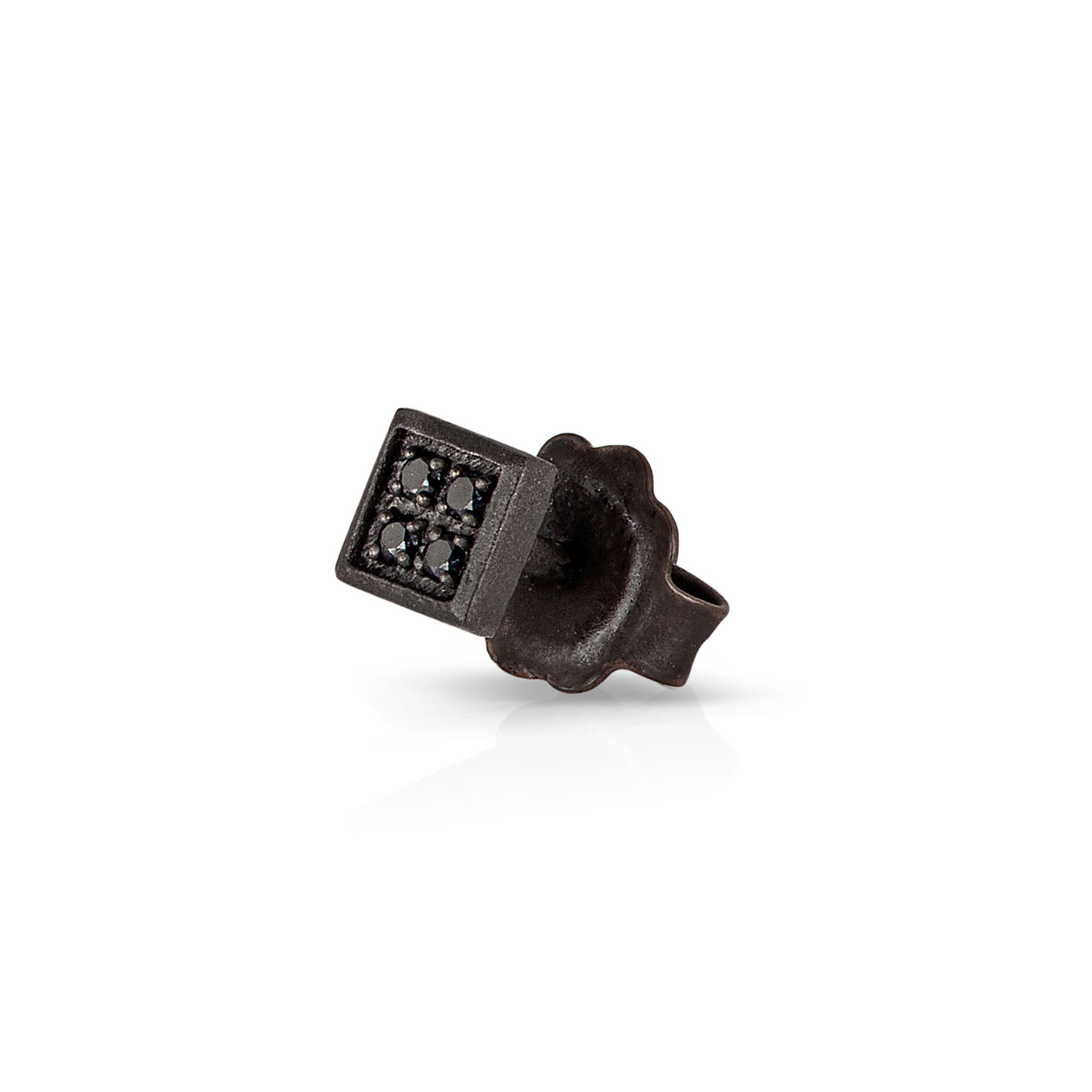 MONO Earring UOMO QUADRETTO PICCOLO Titanium and 4 Diamonds BLACK.