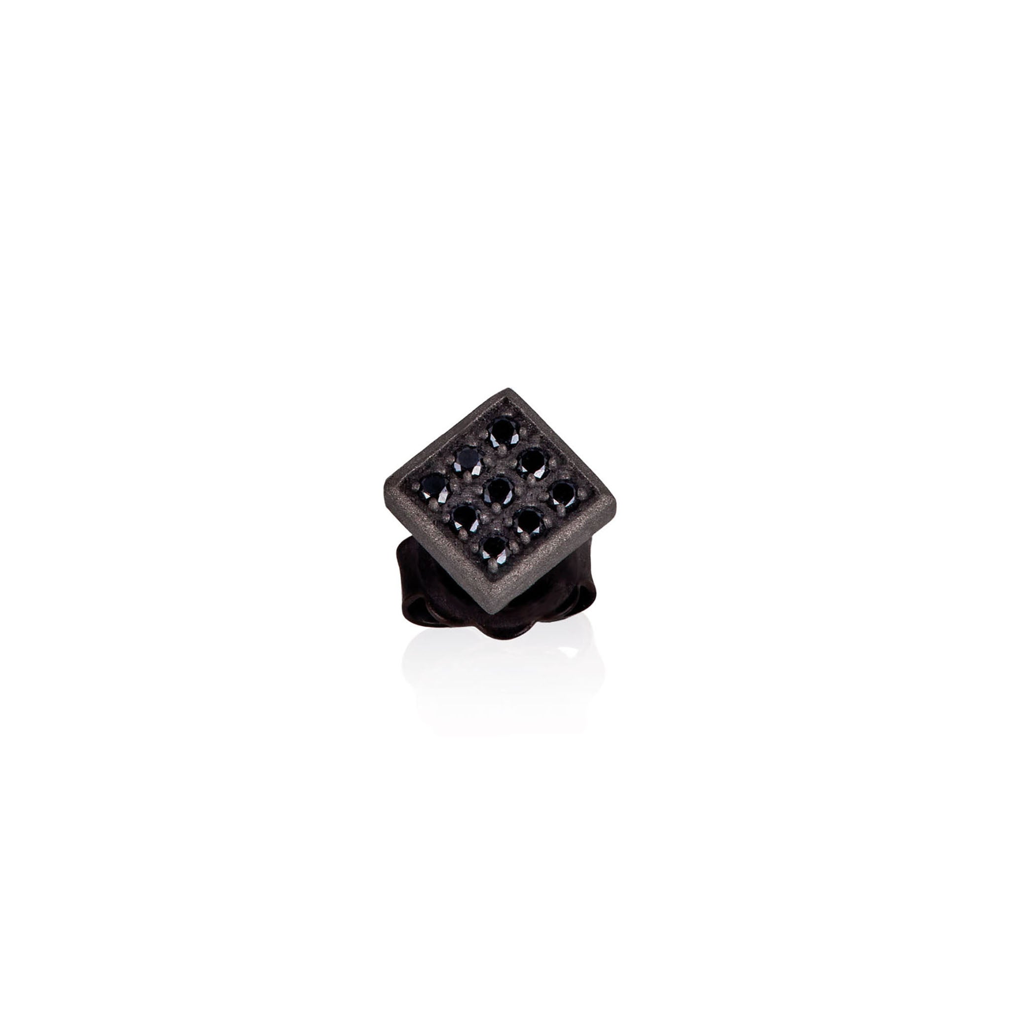 MONO Earring UOMO QUADRETTO GRANDE Titanium and 9 Diamonds BLACK.