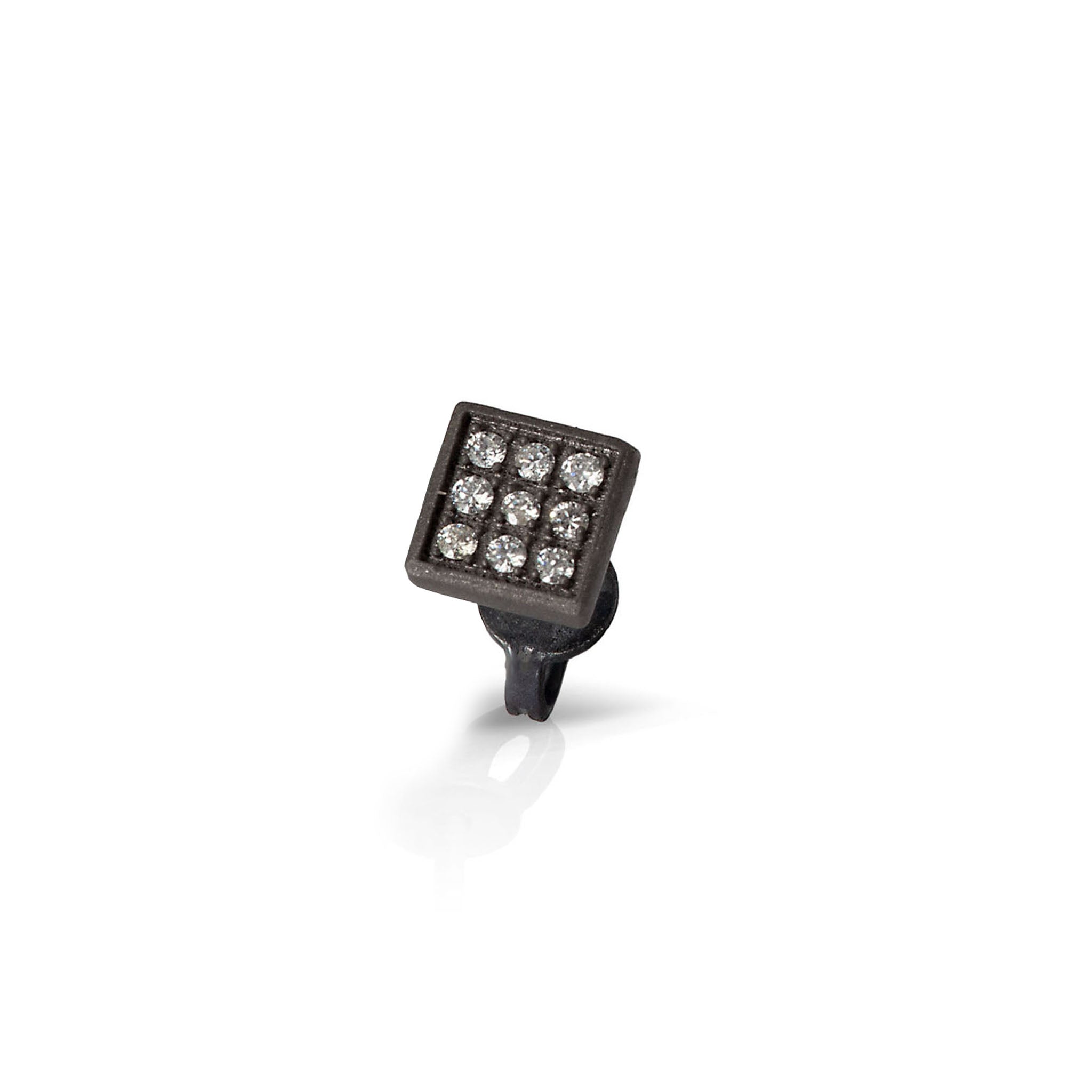 MONO Earring UOMO QUADRETTO GRANDE Titanium and 9 Diamonds WHITE.