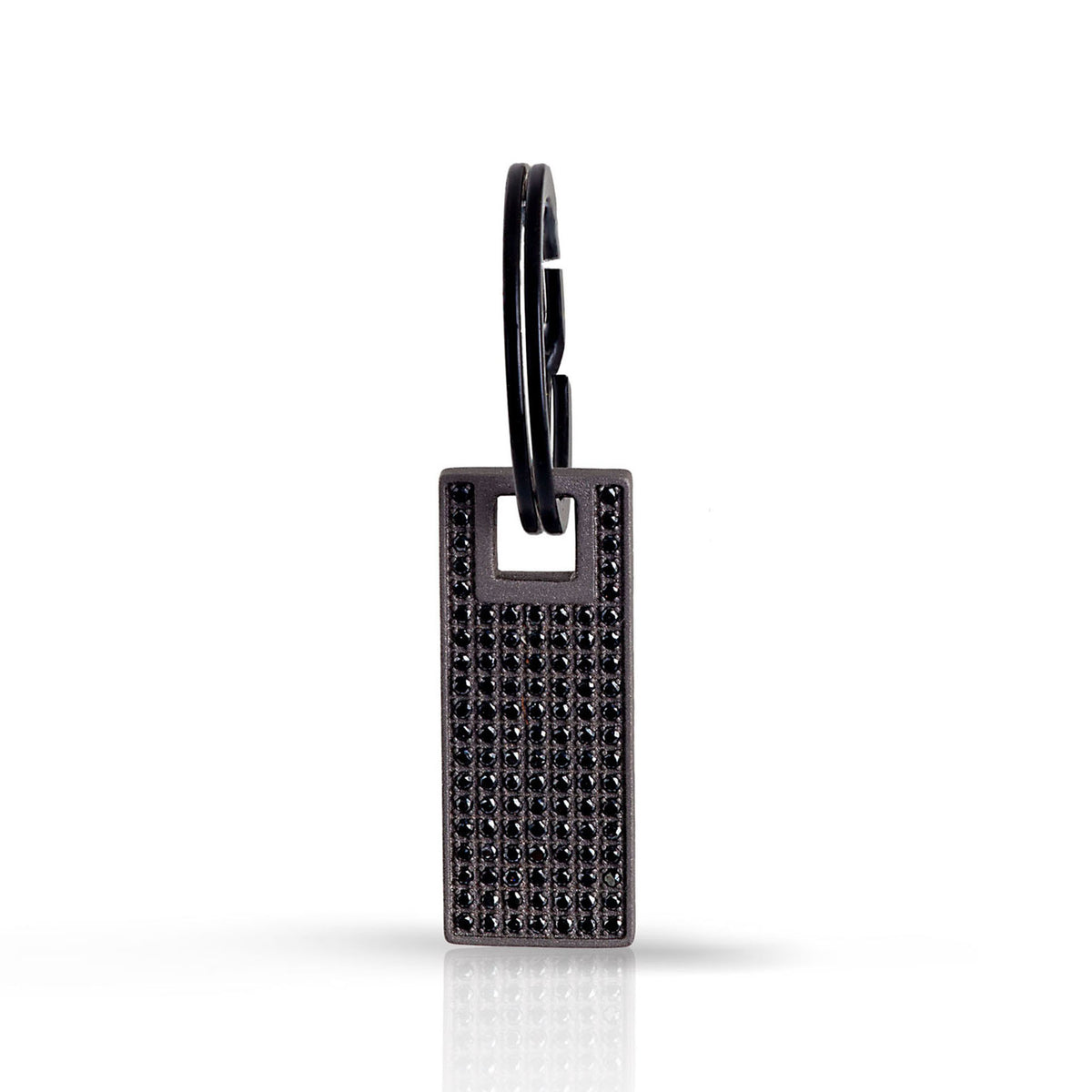 PORTACHIAVI IN TITANIO CON TARGHETTA PAVE' E 108 DIAMANTI BLACK DA 1 PUNTO