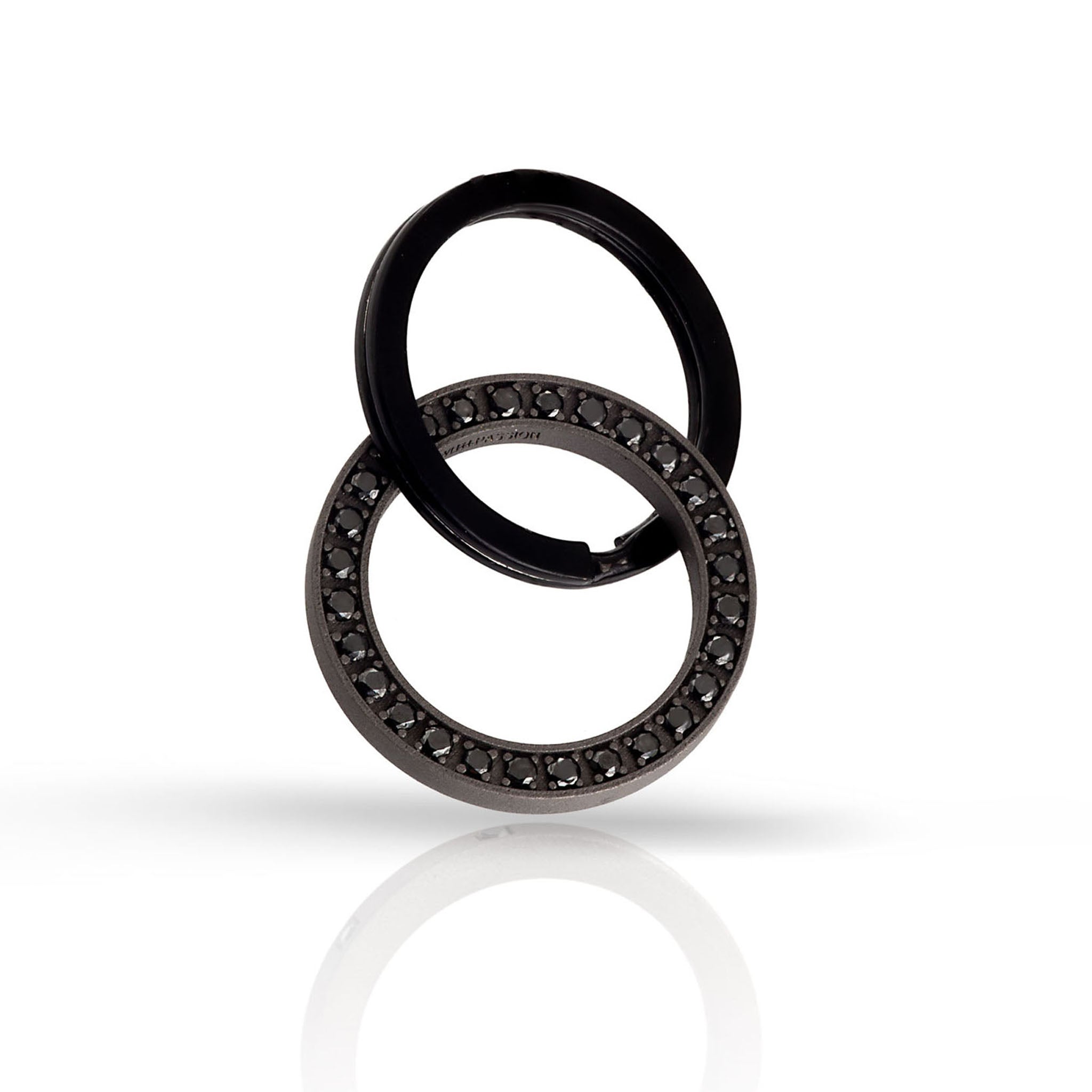 Keychains IN Titanium TONDO and 28 Diamonds BLACK by 3 PUNTI